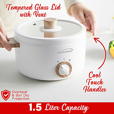 Brentwood Multi Function Electric Hot Pot Cooker With Stainless Steel Food Steamer And Ceramic
