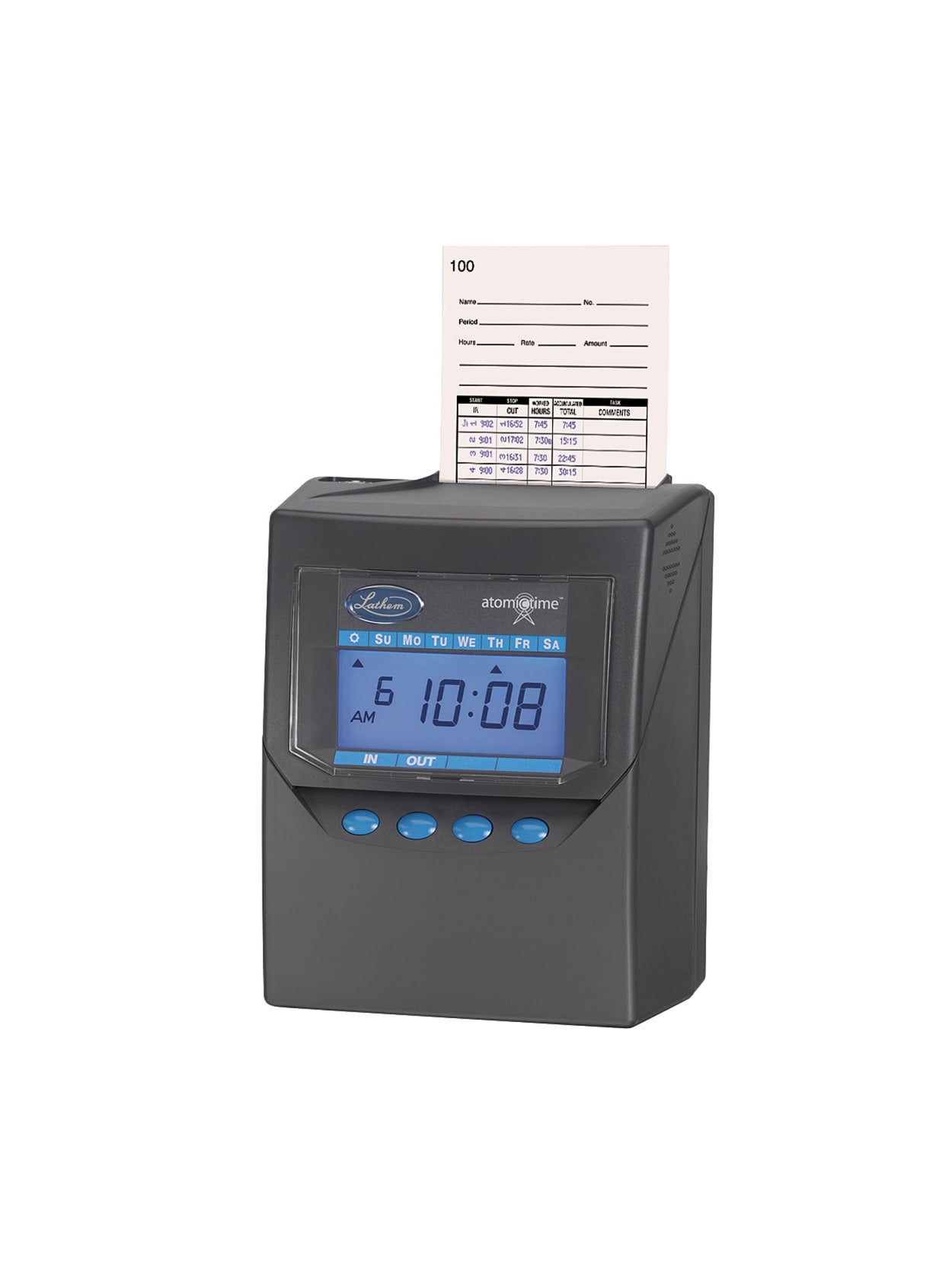 Lathem Time 7500e Calculating Time Recorder Charcoal Gray Office Depot
