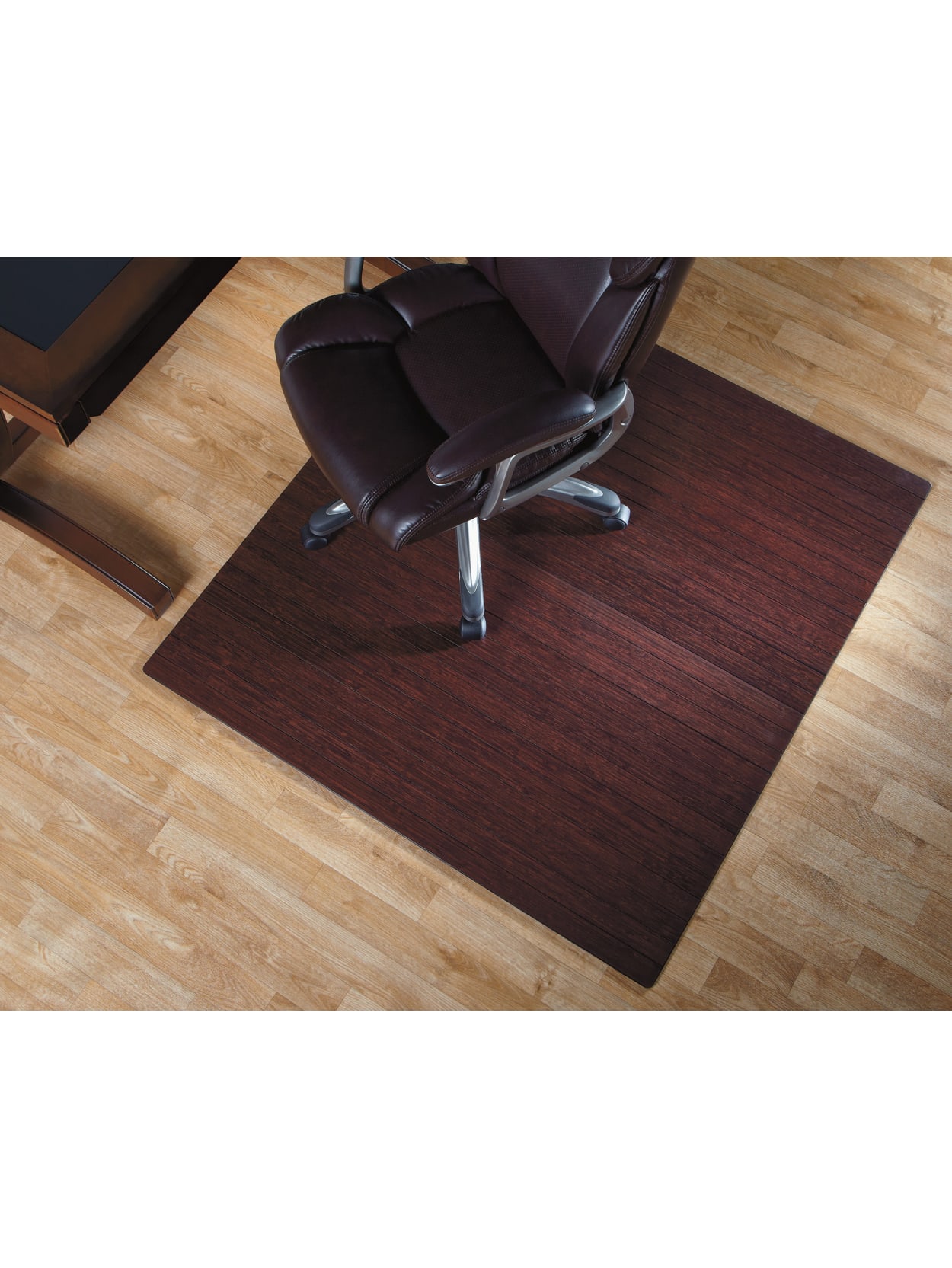 Realspace Bamboo Roll Up Chair Mat 48 X 52 Dark Cherry Office Depot