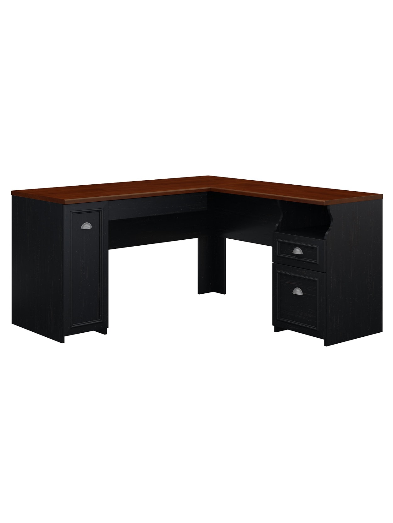 Bush Furniture Fairview L Shaped Desk Antique Blackhansen Cherry Standard Delivery Office Depot
