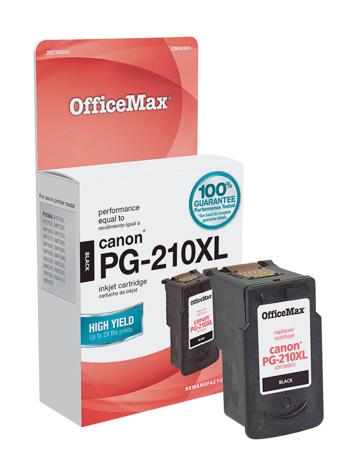 officemax brand om04901 canon pg 210xl 2973b001 remanufactured high yield black inket cartridges item 1376929