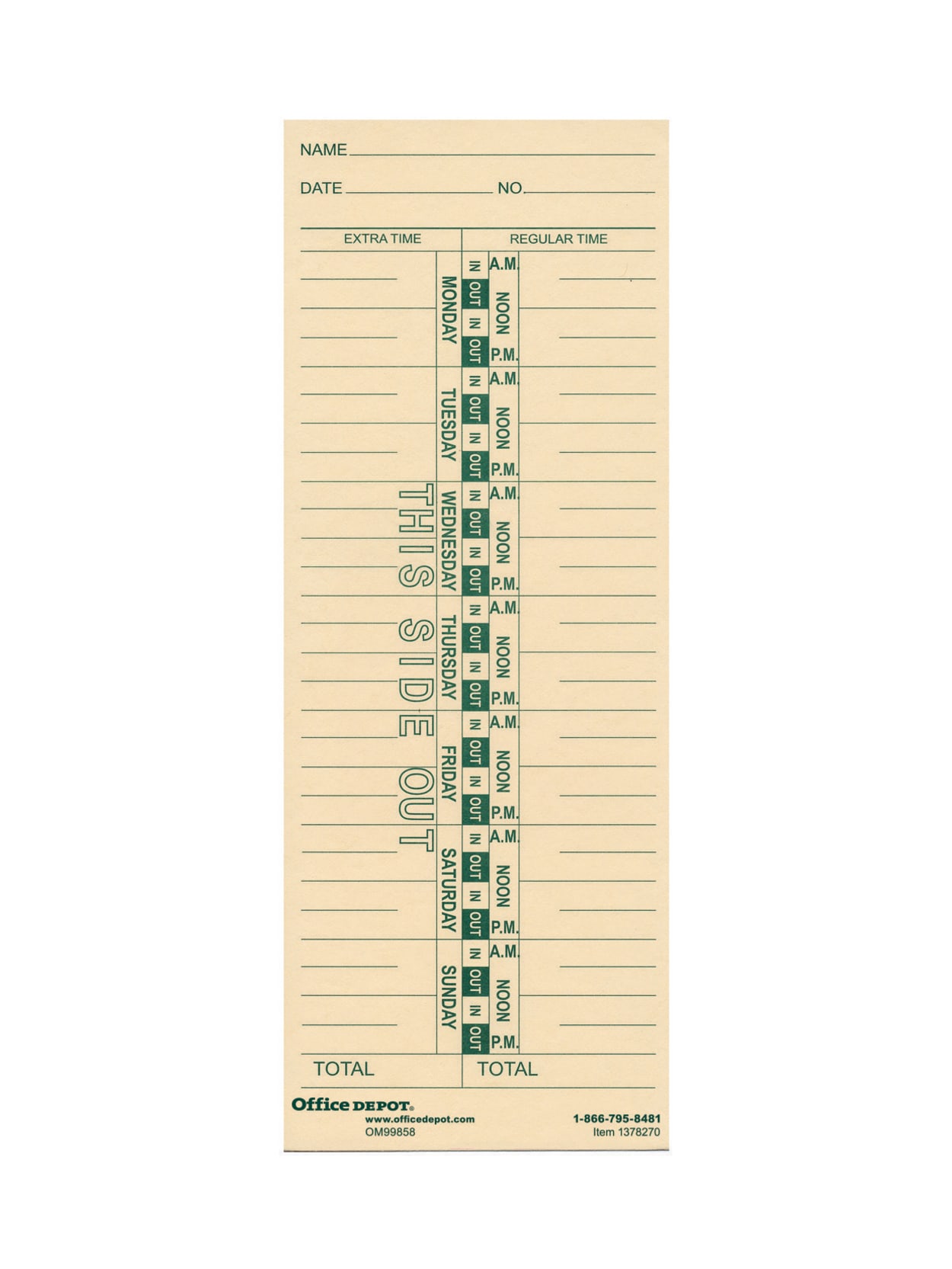 Officemax 1 Sided Weekly Time Cards 400 Pack Office Depot