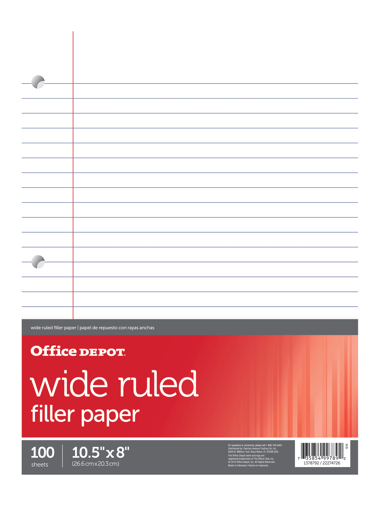 Office Depot Brand Filler Paper Wide Ruled 92 Brightness 16 Lb Pack Of 100 Sheets Office Depot
