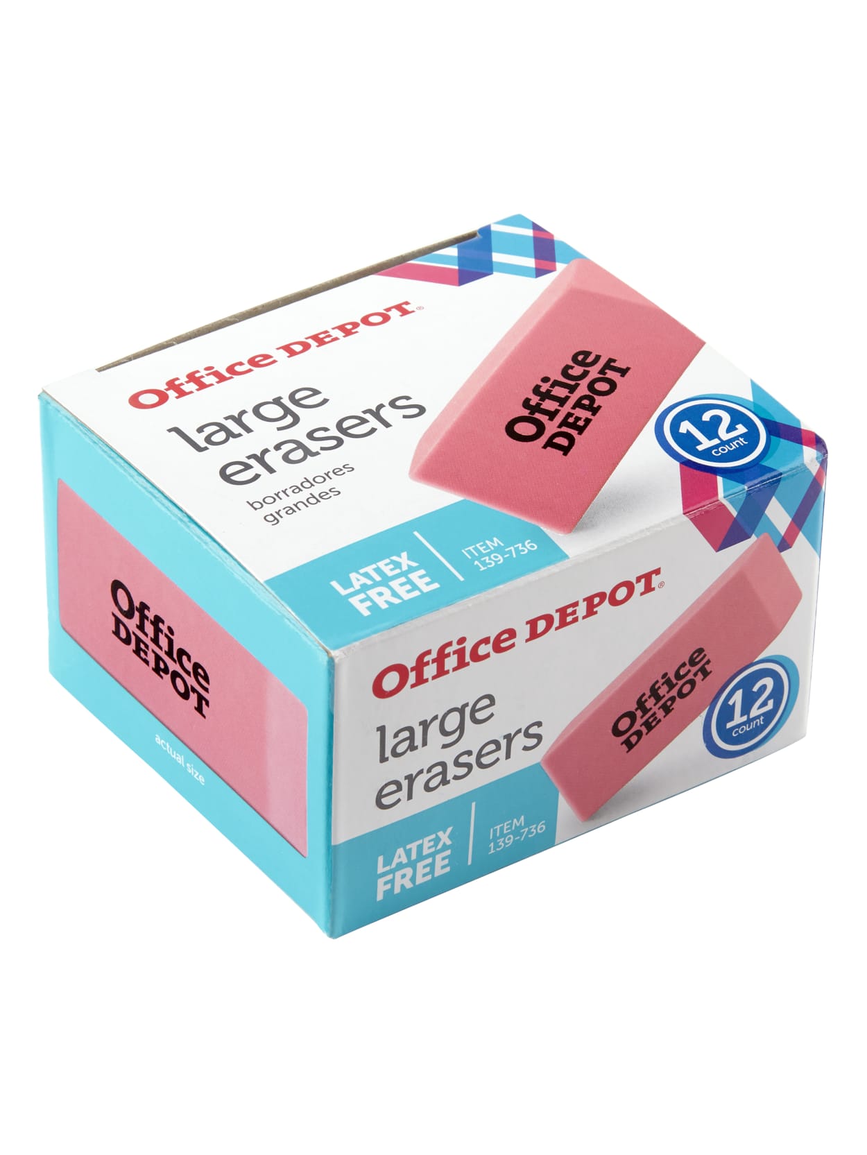 Office Depot Brand Pink Bevel Erasers Large Pack Of 12 Office Depot