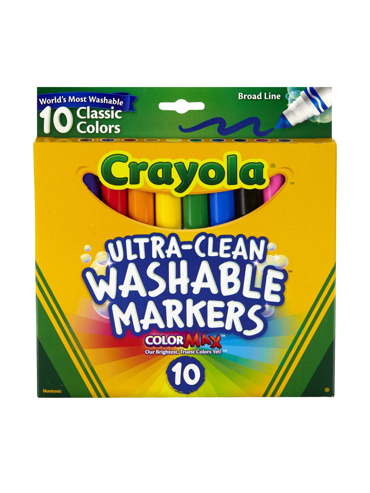 Crayola Ultra Clean Washable Markers Broad Tip Assorted Classic Colors Box Of 10 Office Depot
