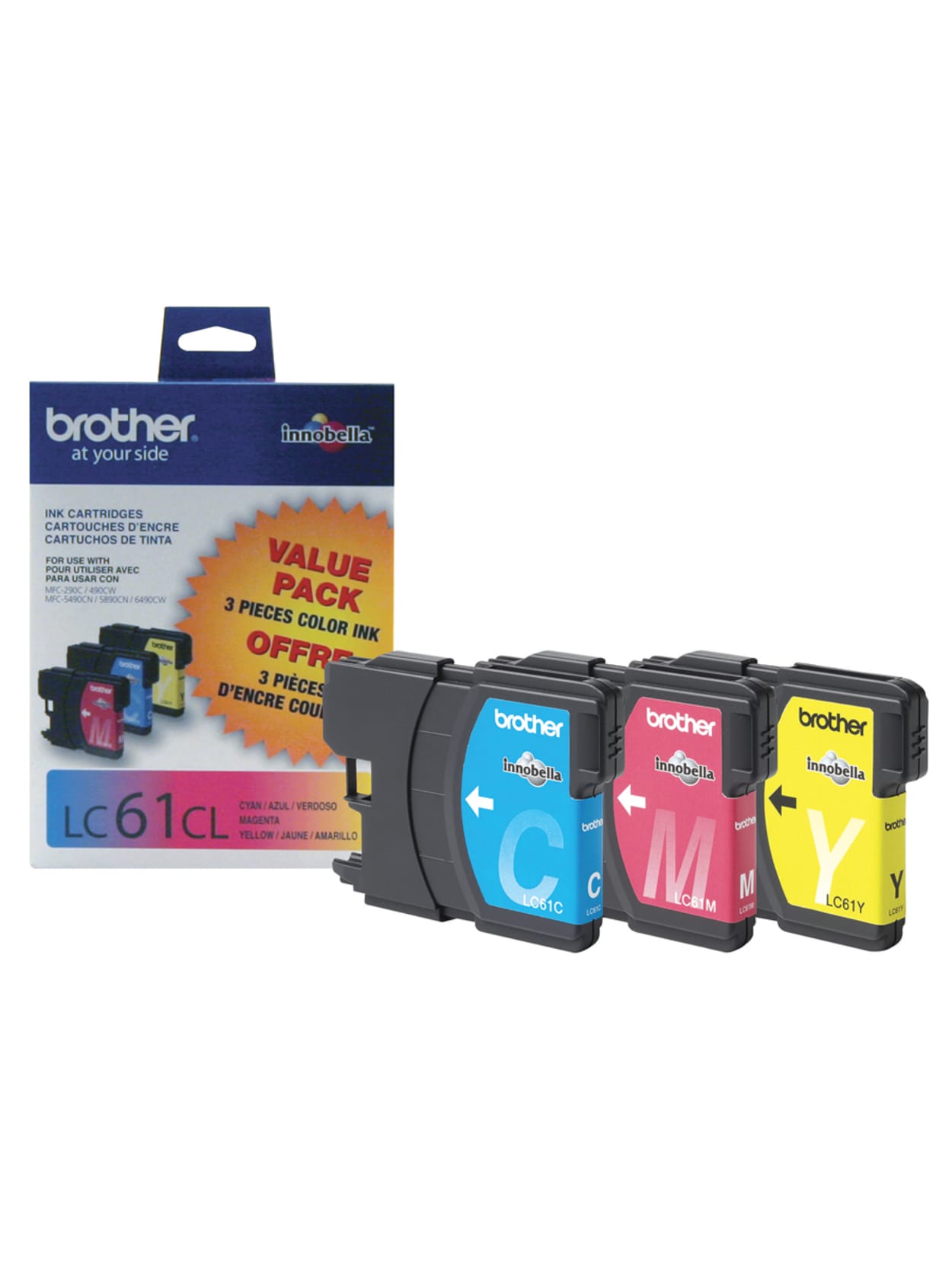 Brother Lc61cmy Tricolor Ink Cartridges Pack Of 3 Office Depot