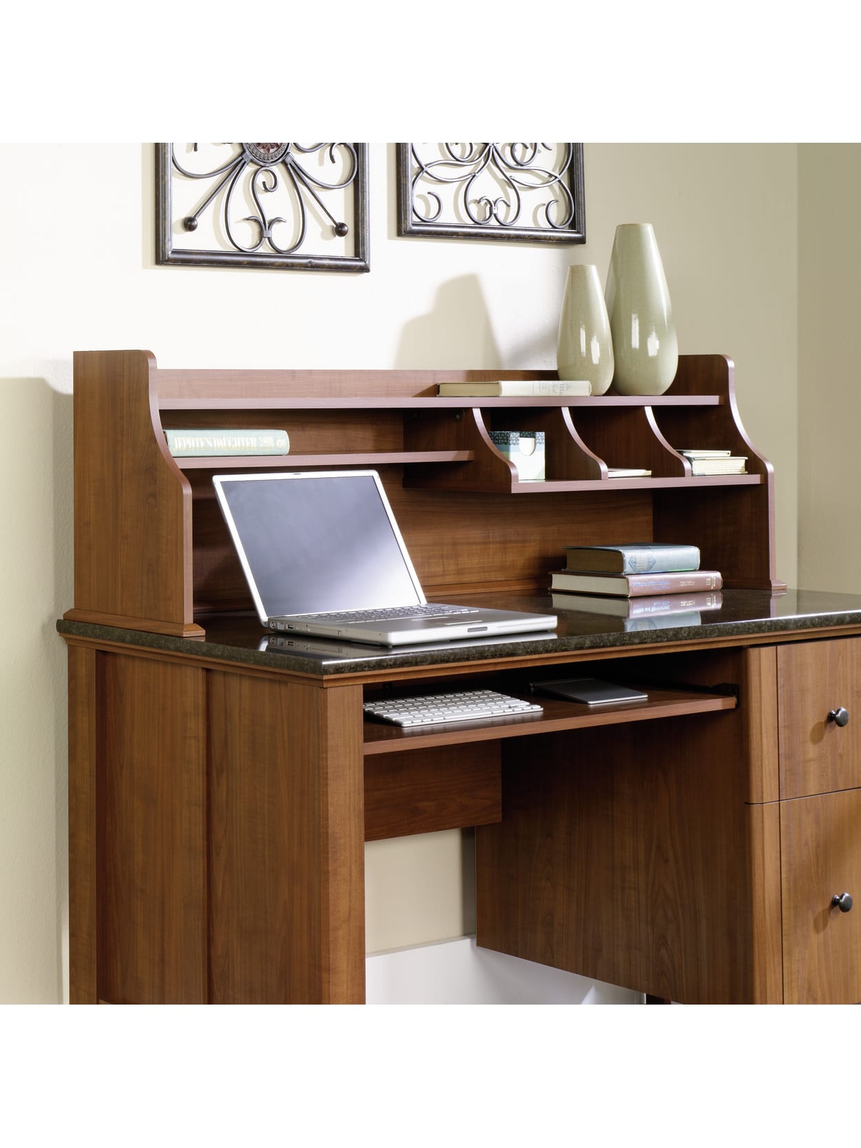 Sauder Appleton Hutch For Computer Desk Sand Pear Office Depot