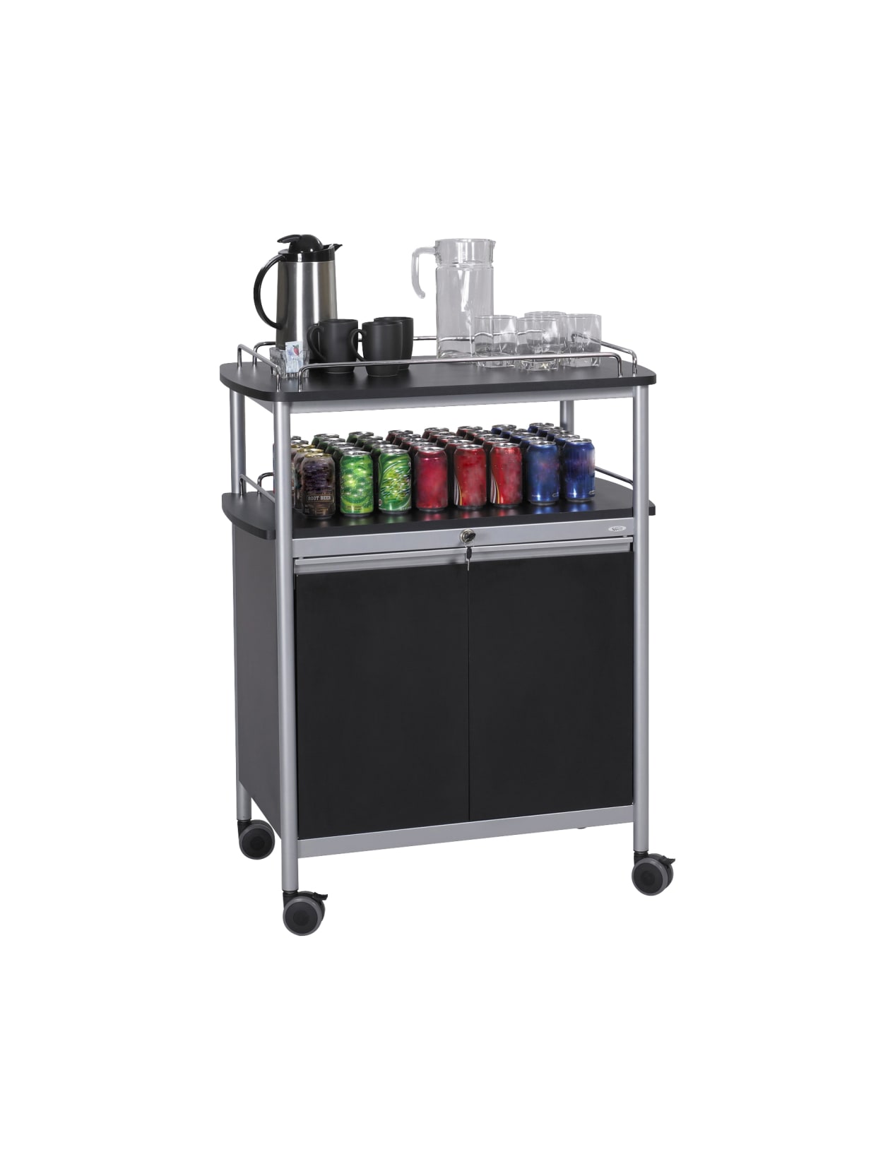 Safco Mobile Beverage Cart 43 H X 33 12 W X 21 34 D Blacksilver Office Depot