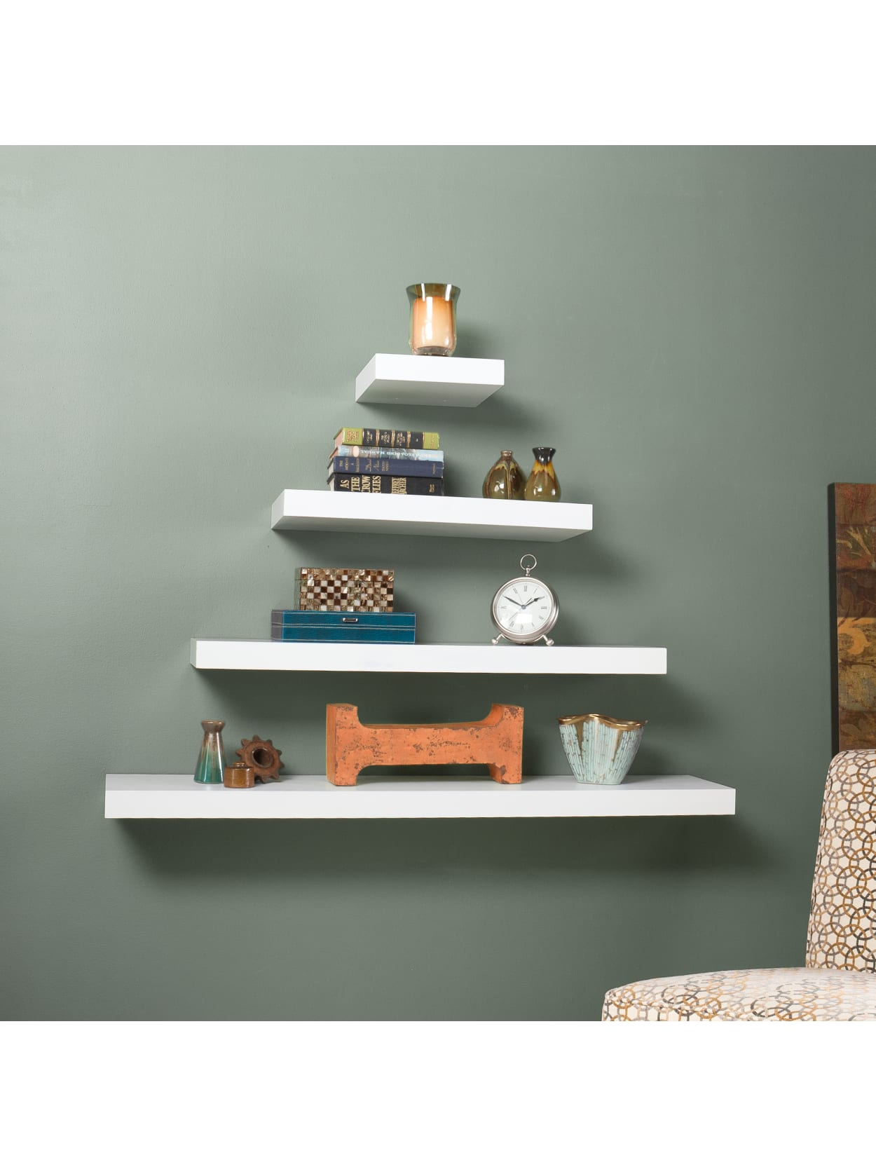 glass floating shelves home depot on Southern Enterprises Chicago Floating Shelf 10 W White Office Depot