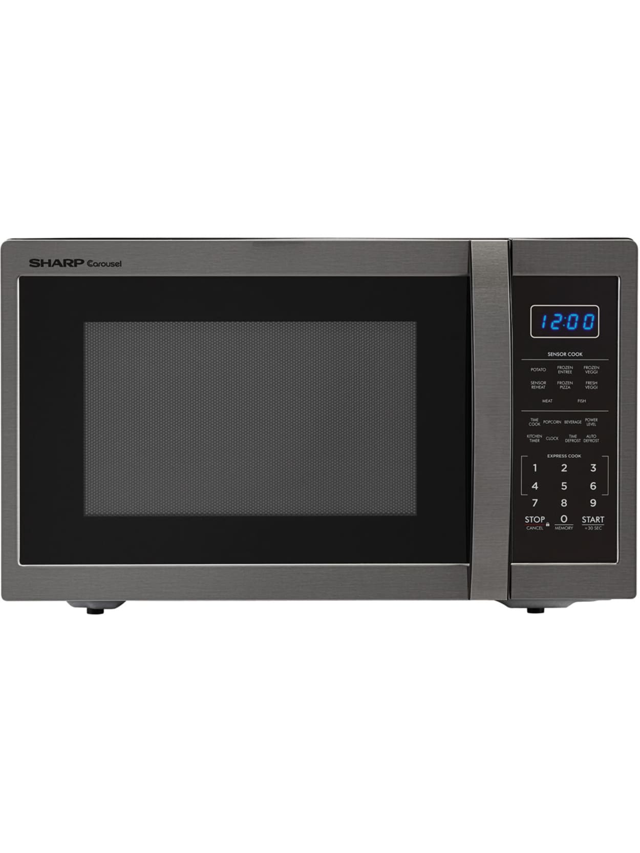 Sharp Carousel 1 4 Cu Ft Countertop Microwave Oven Black Stainless Steel Office Depot