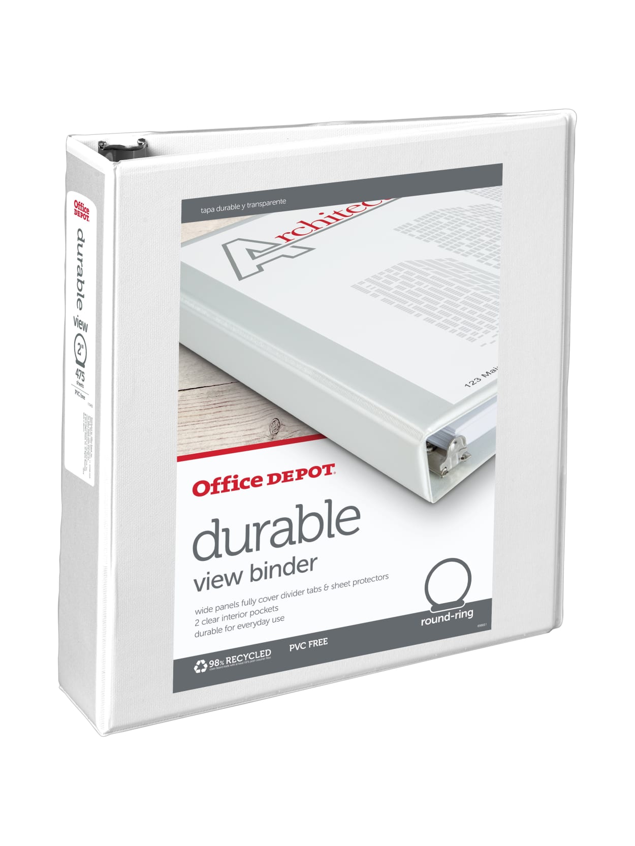 Office Depot Brand Durable View 3 Ring Binder 2 Round Rings White Office Depot