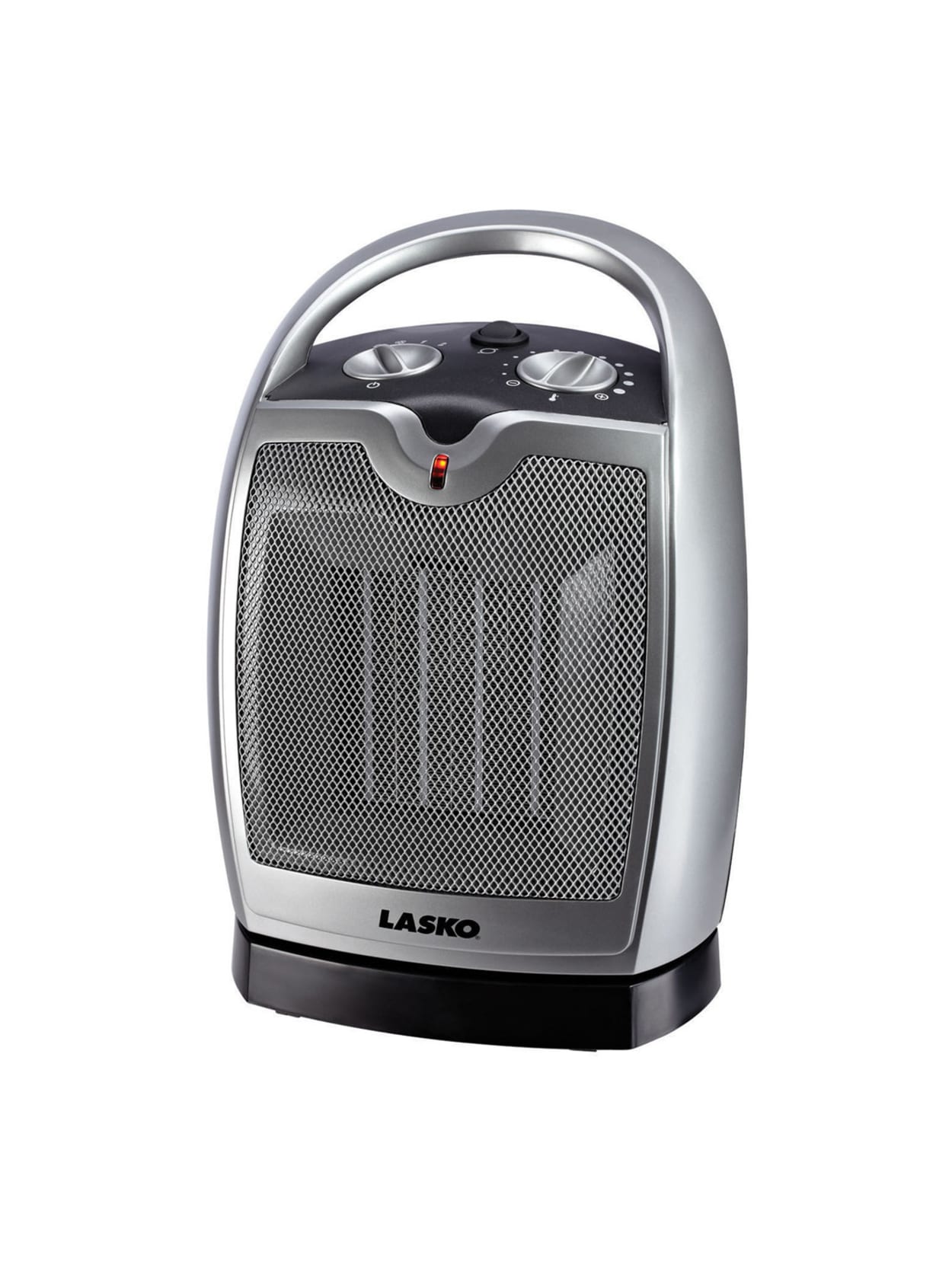 Lasko 1500 Watts Electric Ceramic Oscillating Heater 2 Heat Settings 9 2 H X 7 W X 6 D Silver Office Depot