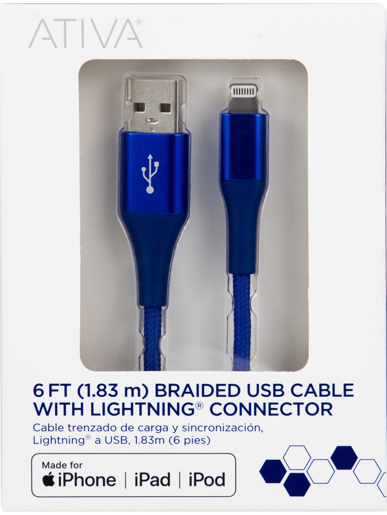 Ativa Lightning To Usb Type A Cable 6 Navy 45403 Office Depot