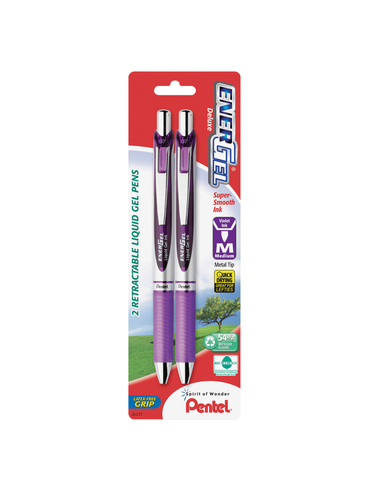Pentel Energel Rtx Retractable Gel Pens Medium Point 0 7 Mm Violetsilver Barrel Purple Ink Pack Of 2 Pens Office Depot