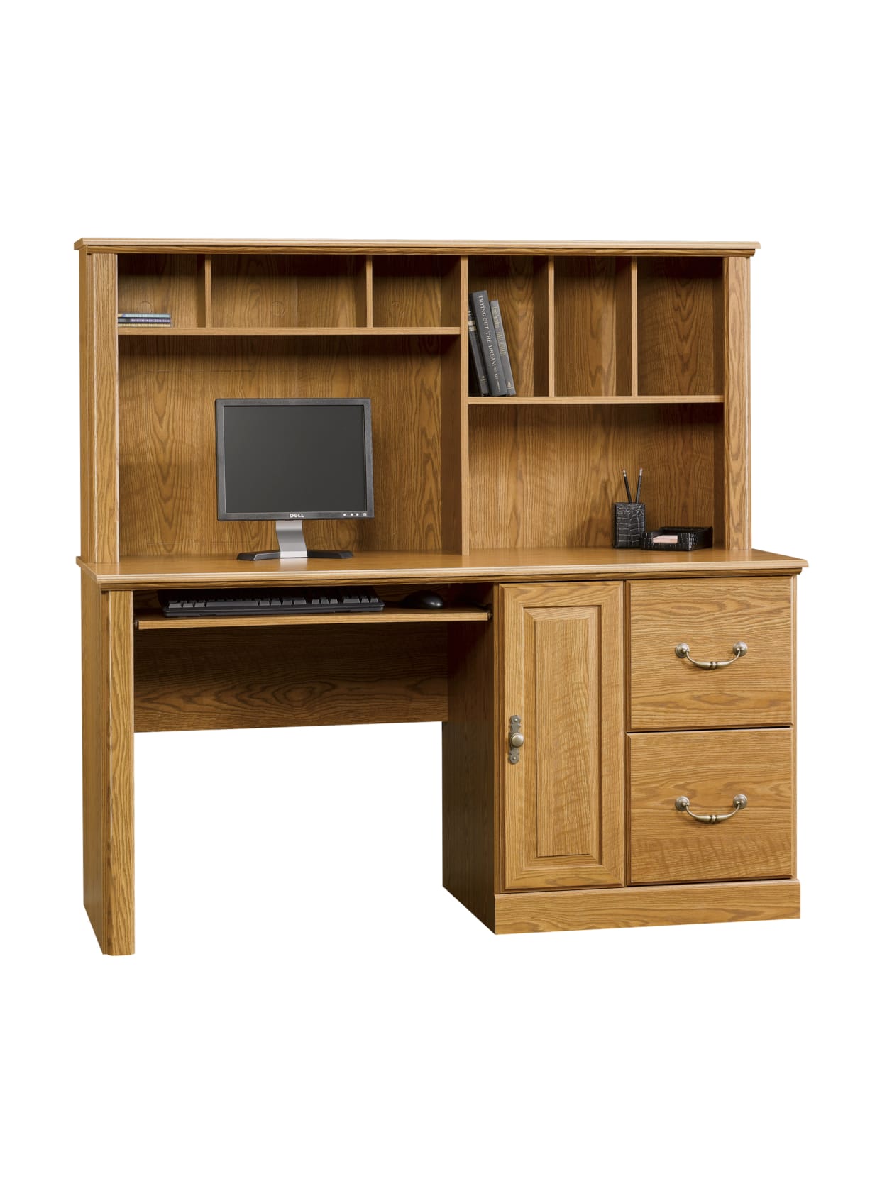 Sauder Orchard Hills 59 W Computer Desk With Hutch Carolina Oak Office Depot Sauder orchard hills collection computer desk with hutch is constructed of dense engineered wood with a durable laminate finish in carolina oak. sauder