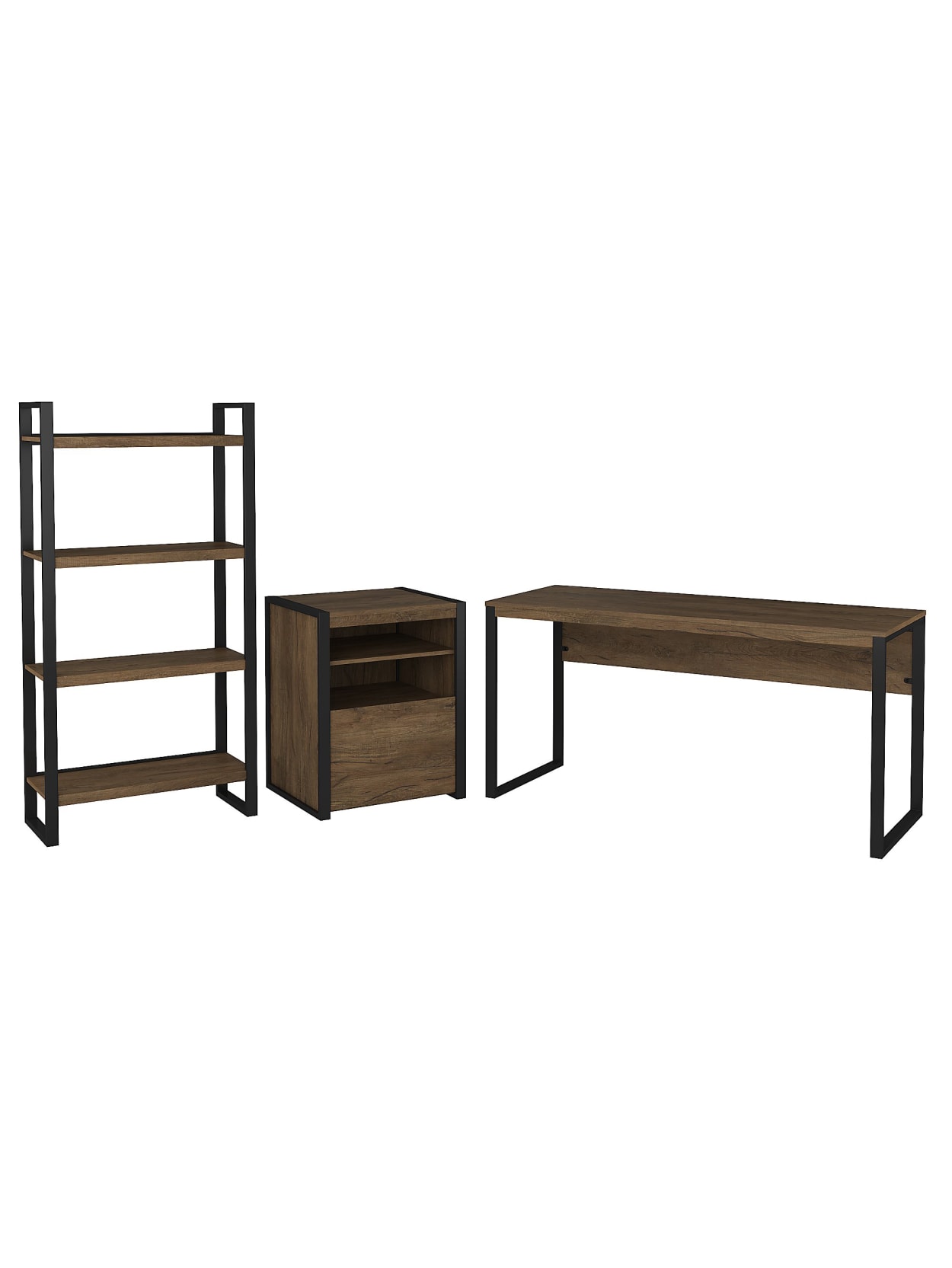 Bush Furniture Latitude 60 W Writing Desk With Printer Stand And Etagere Bookcase Rustic Brown Embossed Standard Delivery Office Depot