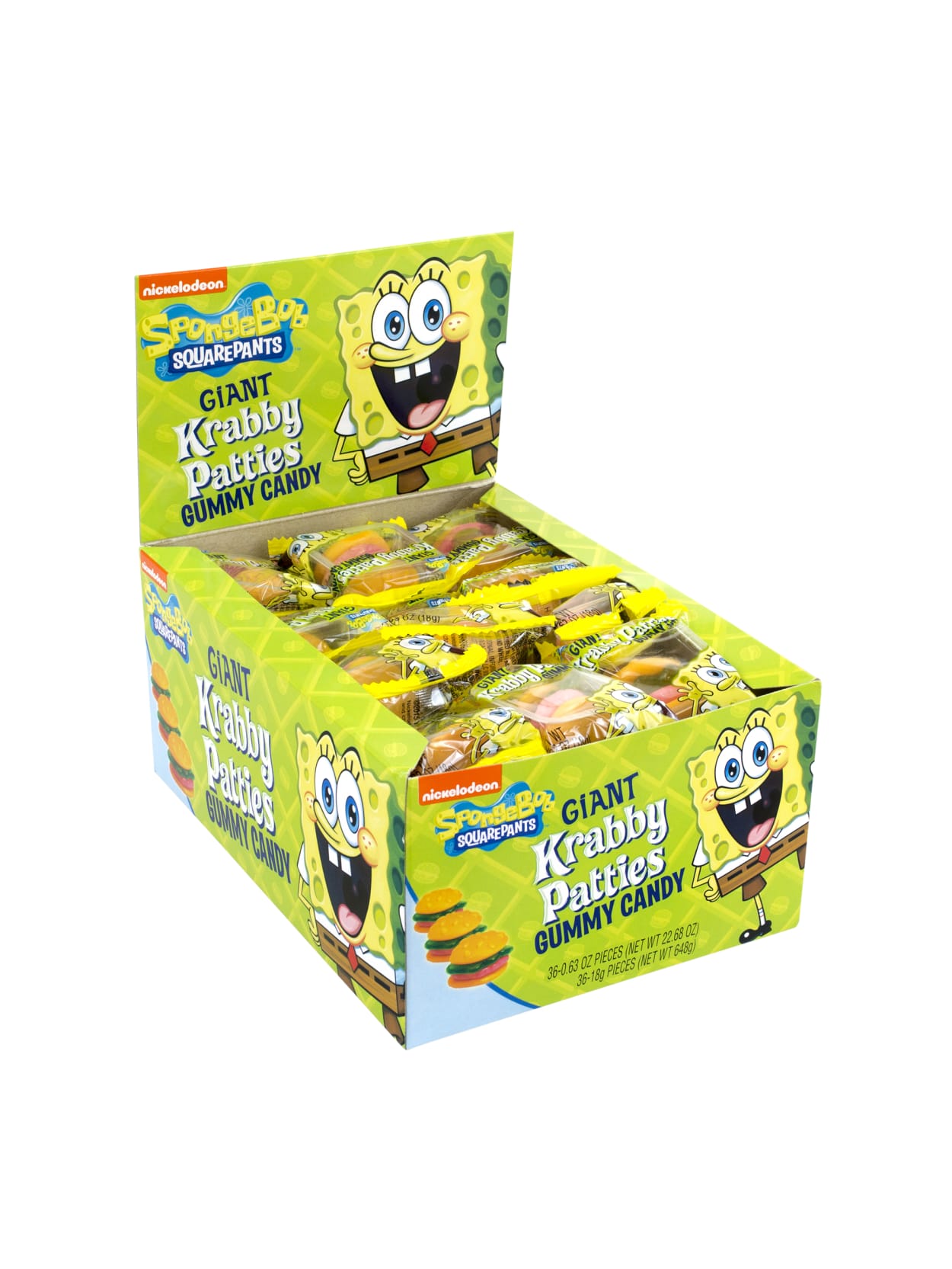Spongebob Giant Krabby Patty Gummy Candy 0 7 Oz Packs Box Of 36