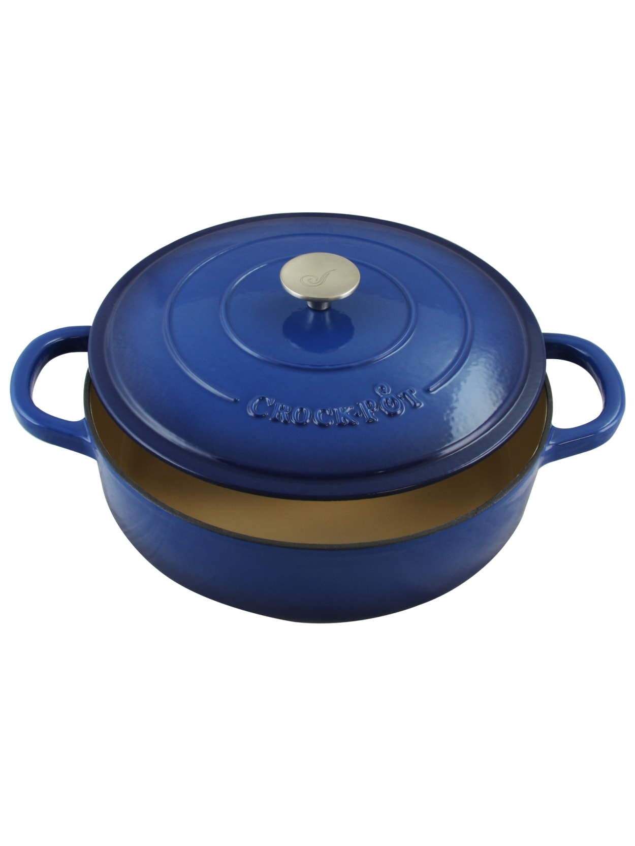 Crock Pot Cast Iron Braiser Pan Sapphire Office Depot