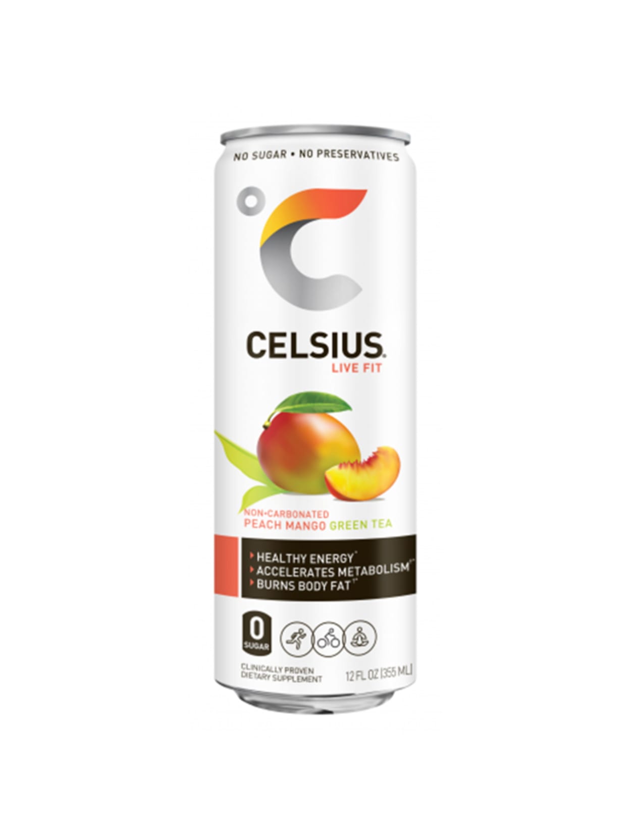 Celsius Fitness Drinks Peach Mango Green Tea 12 Oz Pack Of 12 Office Depot