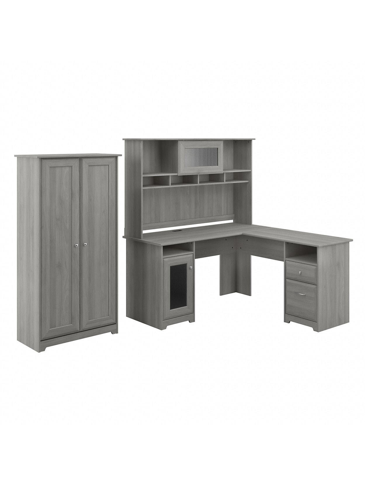 L Deskhutchtall Cabinet Modern Gray Office Depot