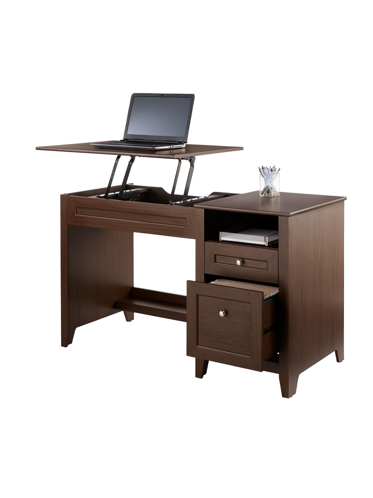 Realspace Lift Top Desk Mocha Office Depot