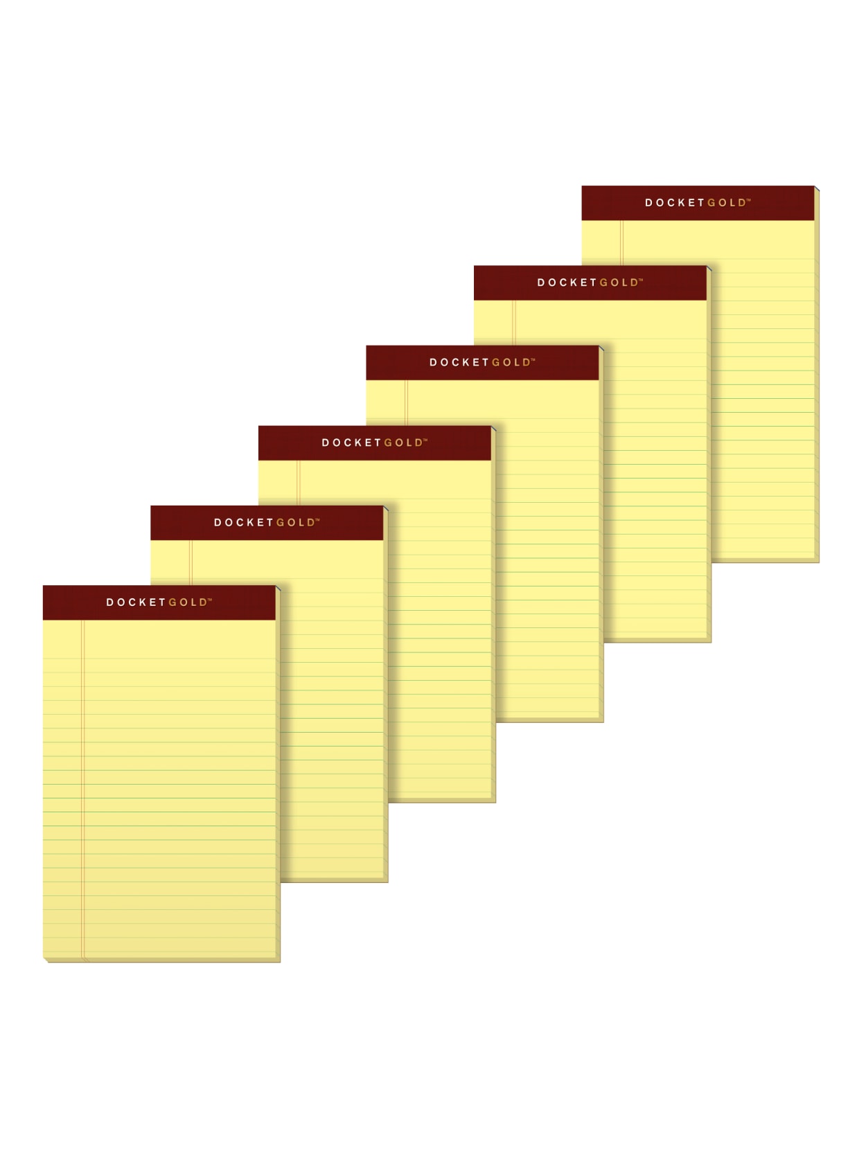 Tops Docket Gold Premium Writing Pads 5 X 8 Jr Legal Rule Canary 50 Sheets Per Pad Pack Of 6 Pads Office Depot