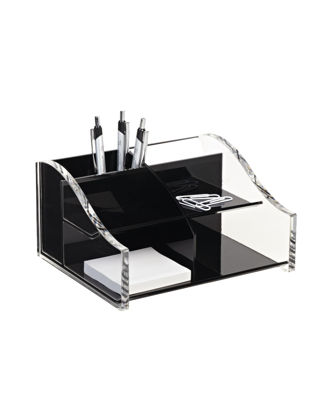 Realspace Acrylic Desk Organizer 4 516 X 7 18 X 8 18 Blackclear