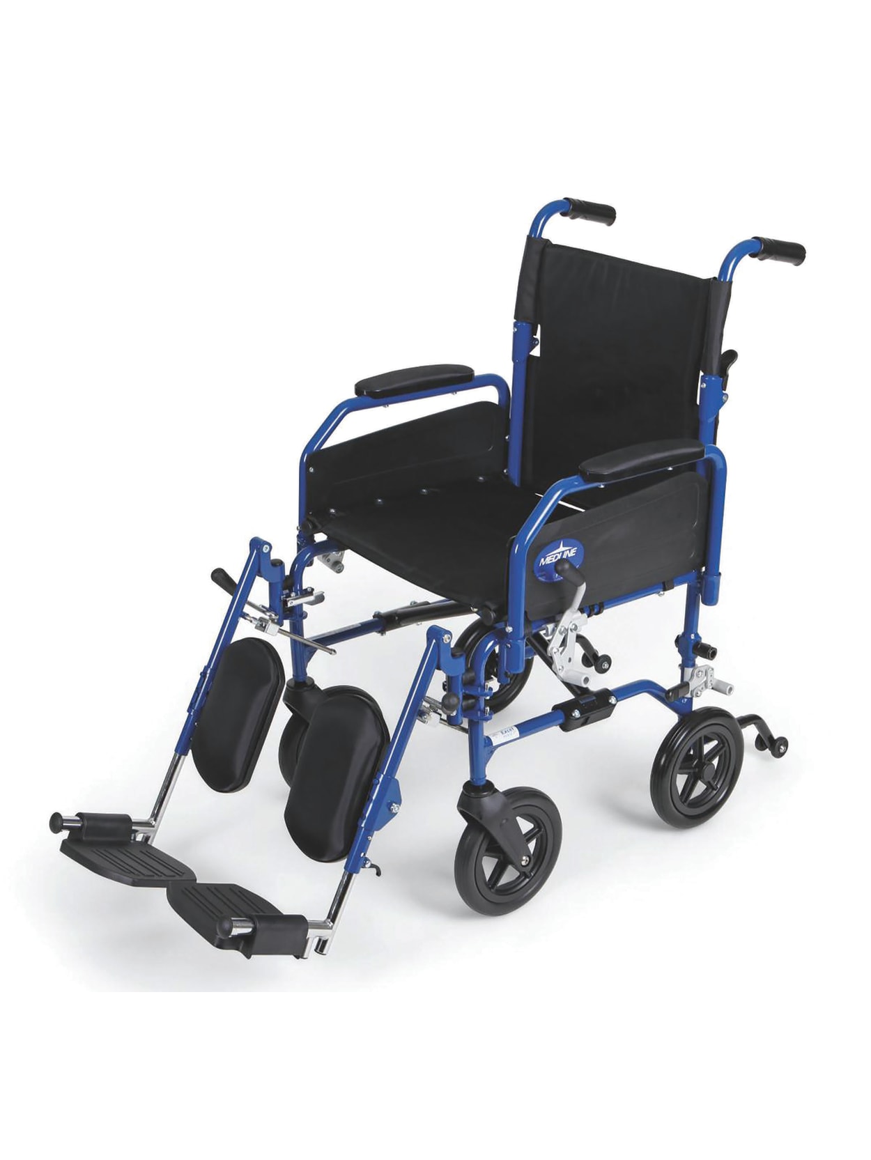 Medline Hybrid 2 Transport Wheelchair Elevating 18 Seat Blue Office Depot