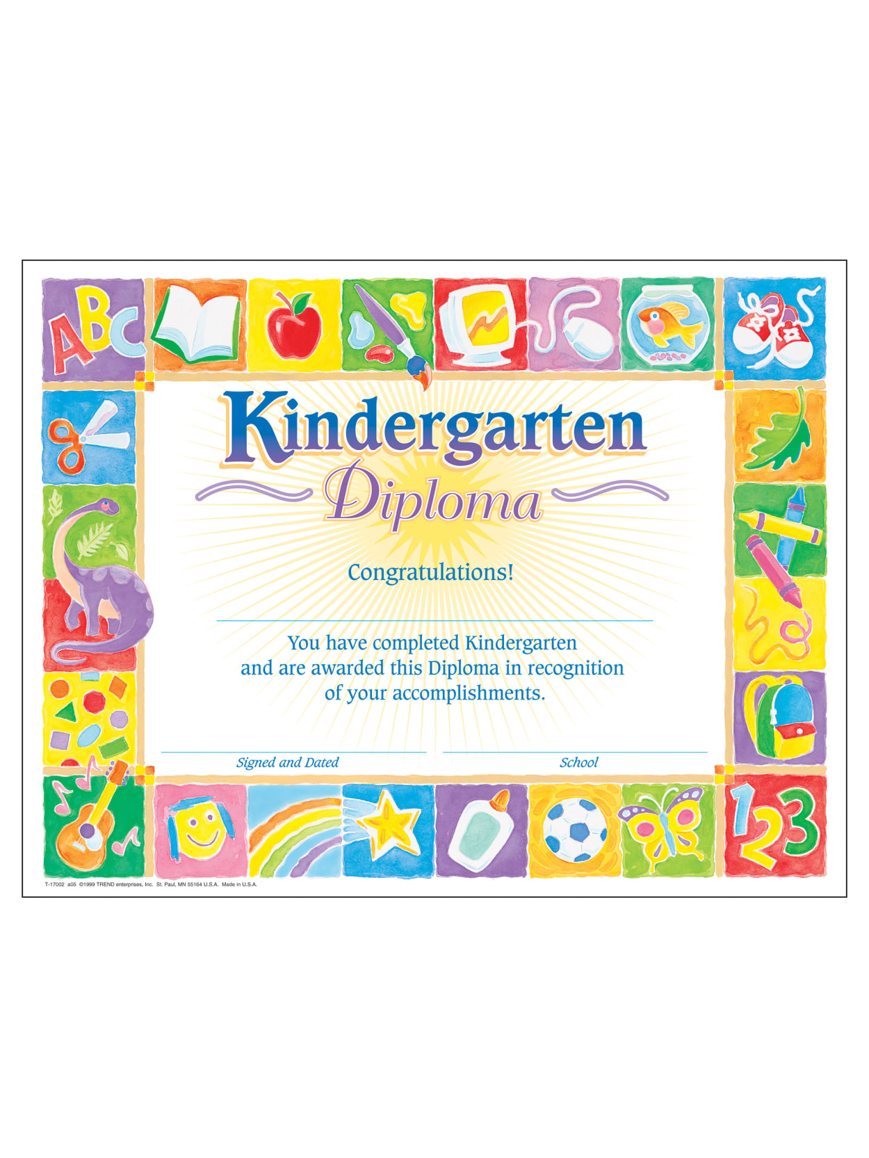 Trend Certificates Kindergarten Classic Diploma 8 12 X 11