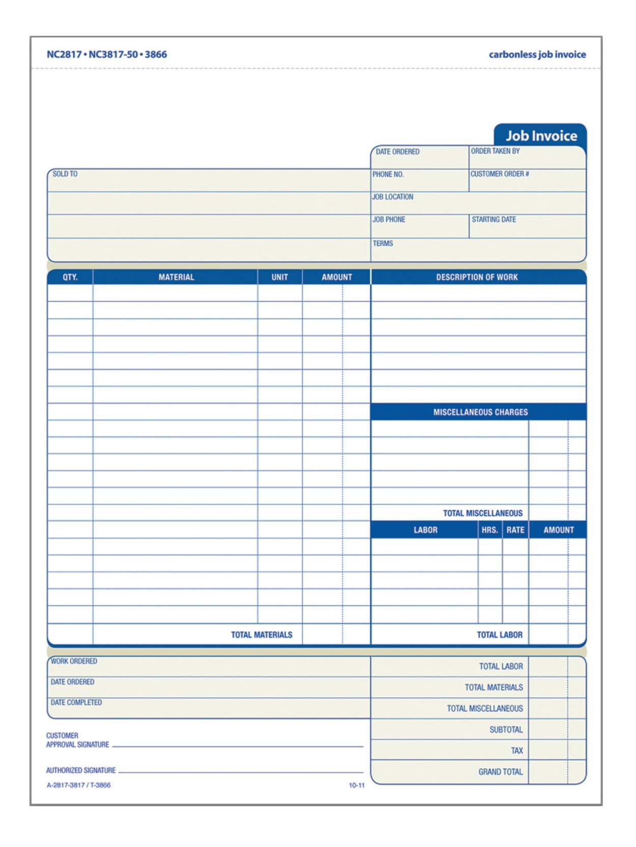 Adams Carbonless Contractors Invoices 2 Part 100 Sets Office Depot