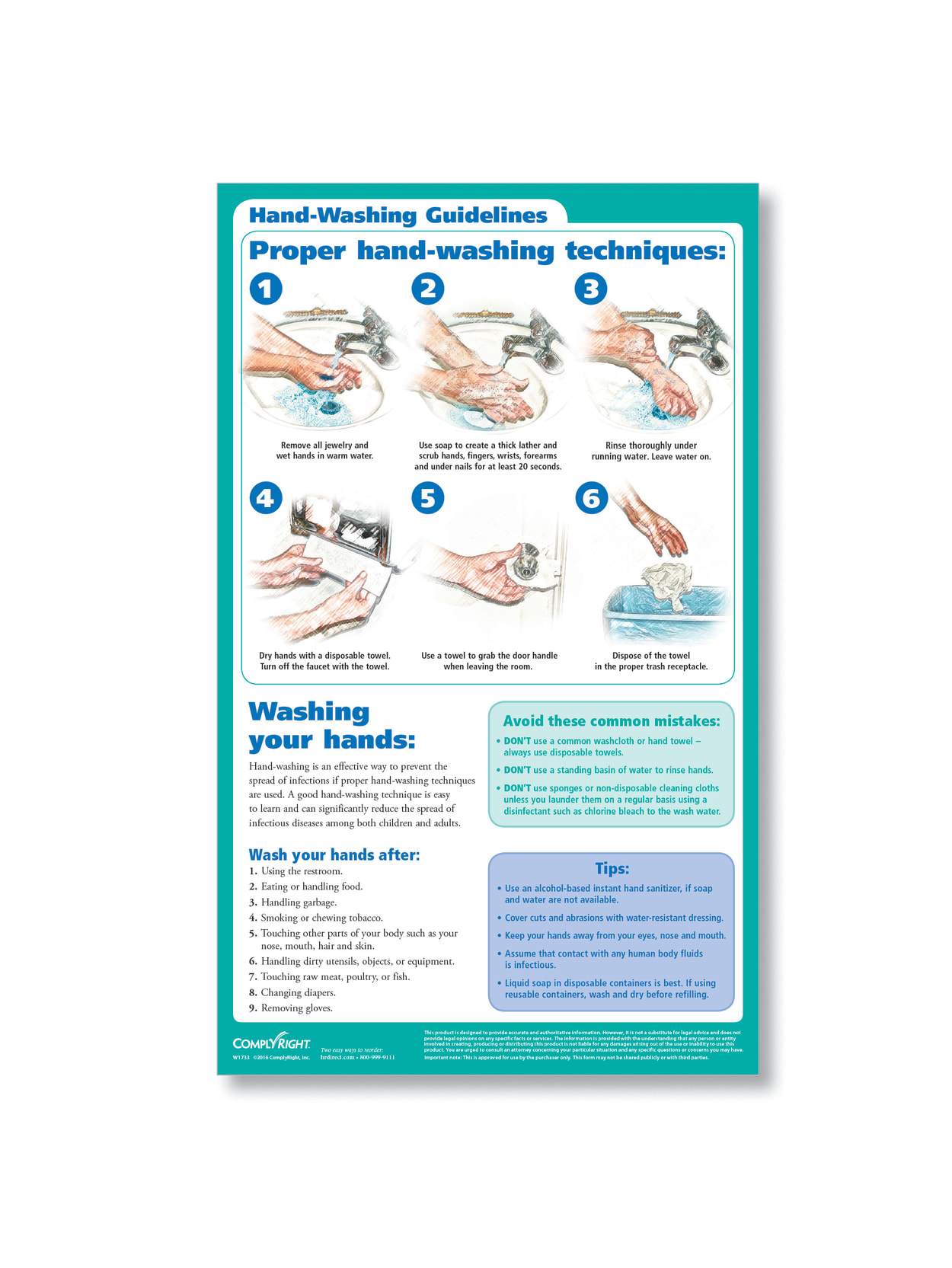 Complyright Hand Washing Poster English 8 12 X 14 Office Depot