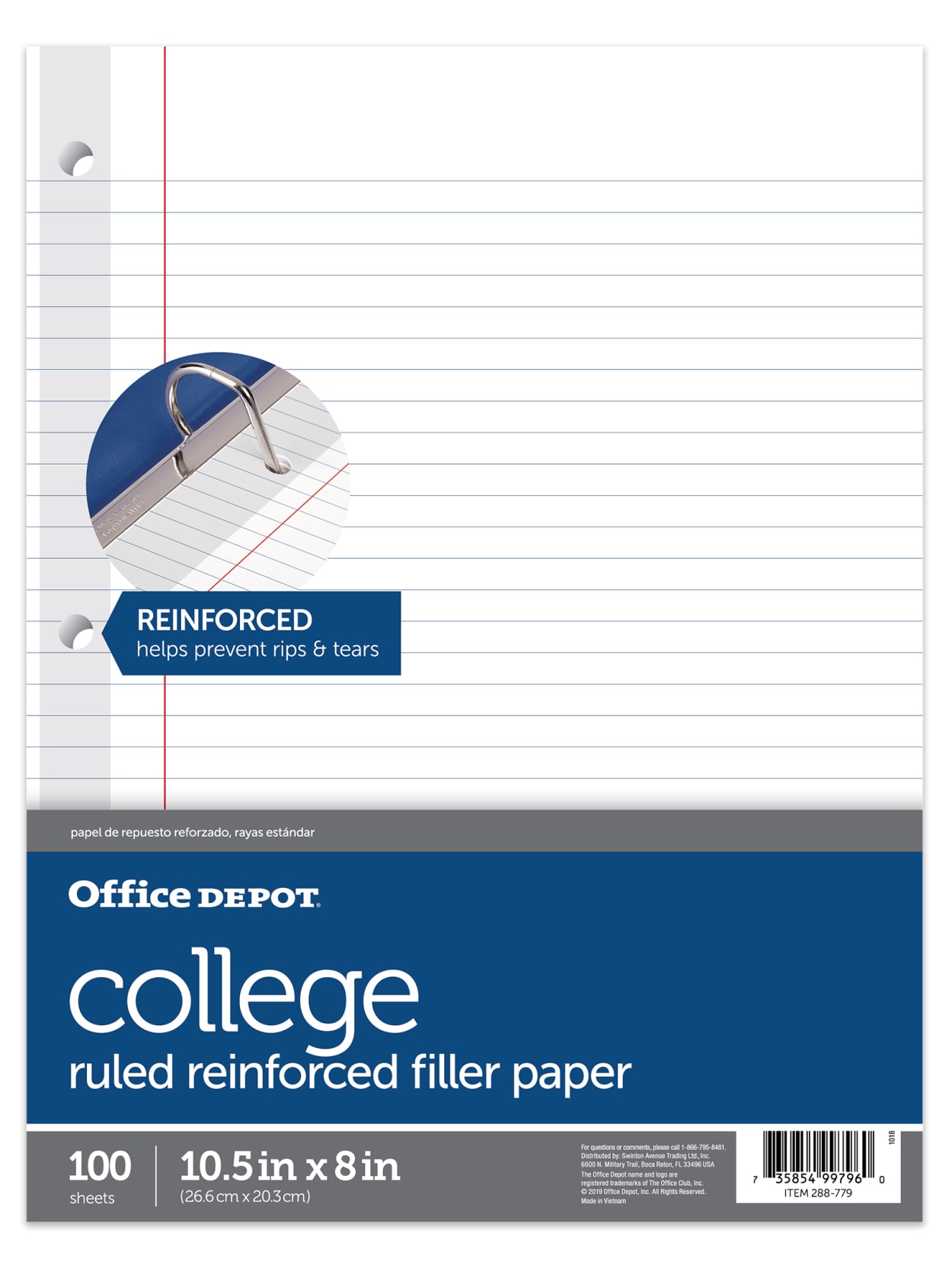 Office Depot Brand Reinforced Filler Paper 8 X 10 12 College Ruled White Pack Of 100 Office Depot