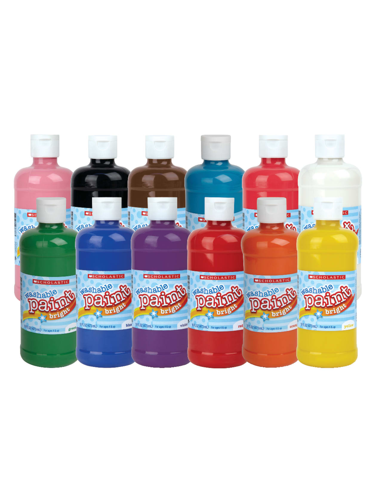 Scholastic Washable Tempera Paints Assortment 16 Oz Assorted