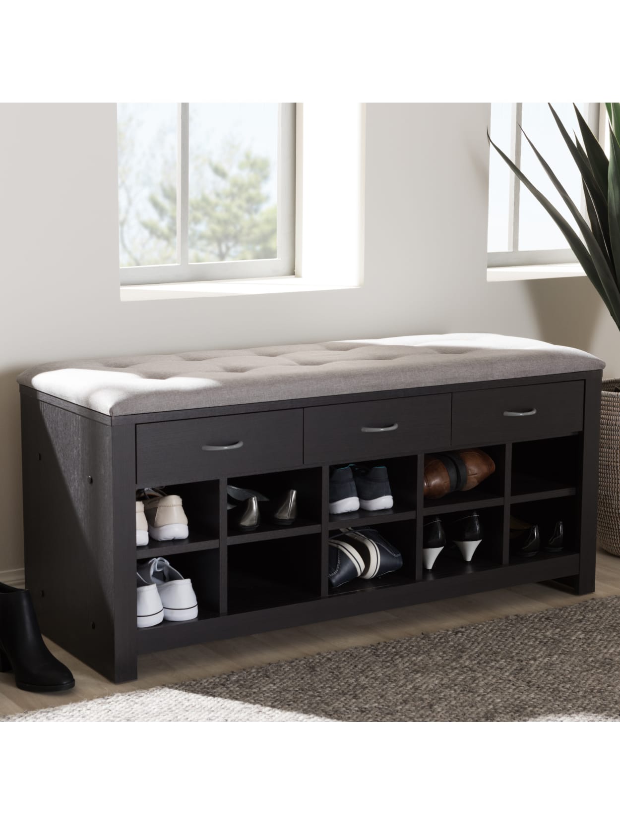 Baxton Studio Entryway Bench Grayespresso Office Depot