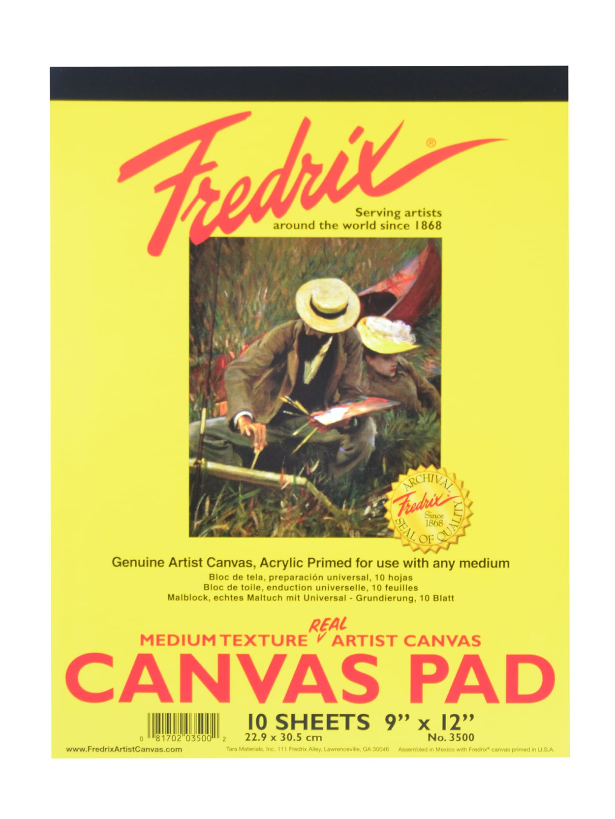 Fredrix Canvas Pad 9 X 12 10 Sheets Office Depot