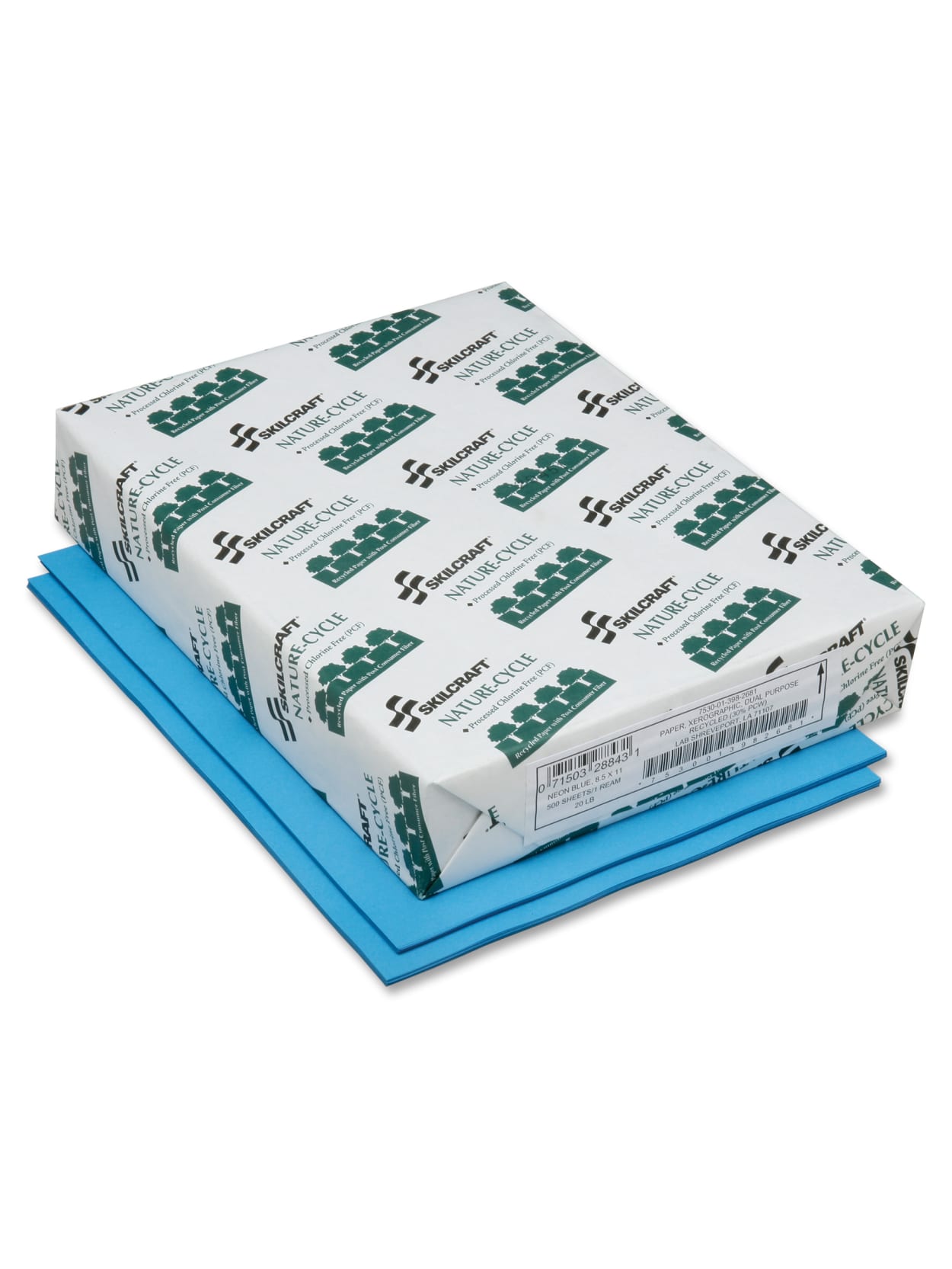 Skilcraft Neon Copy Paper Letter Size 8 12 X 11 20 Lb 30percent Recycled Neon Blue Ream Of 500 Sheets Office Depot