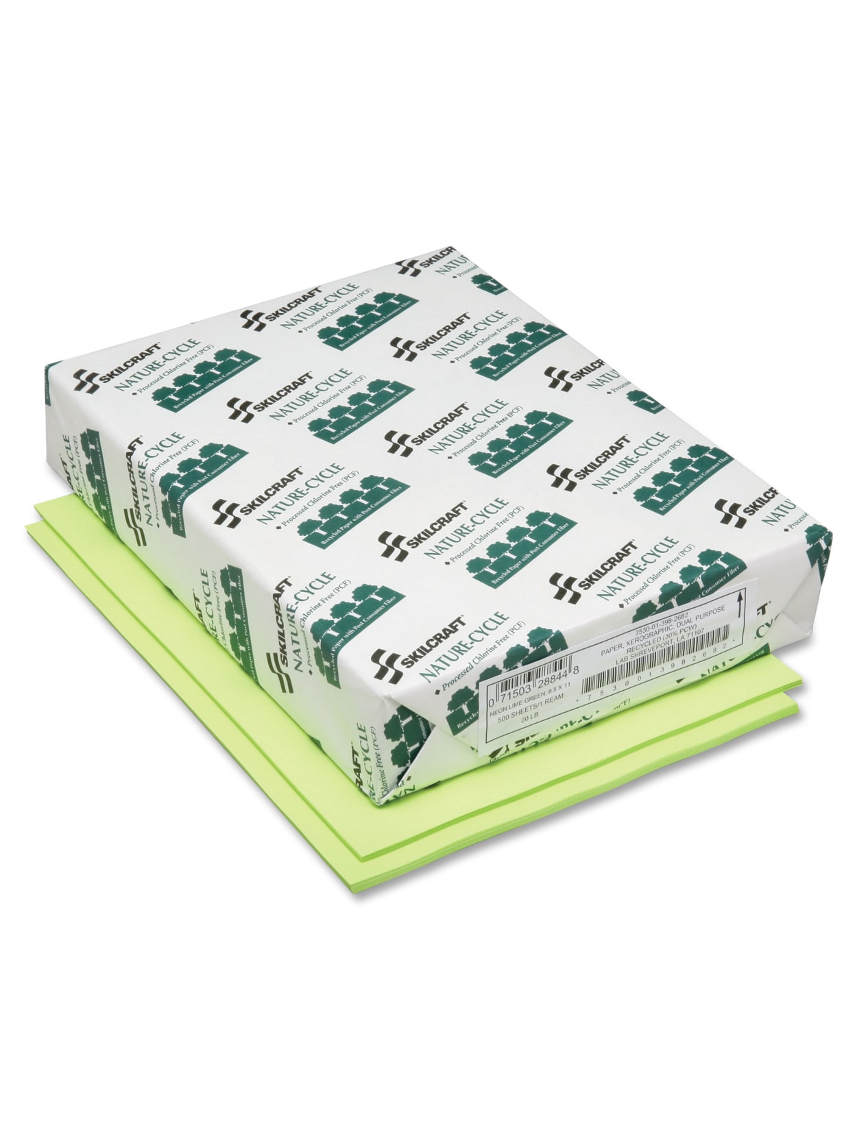 Skilcraft Neon Copy Paper Letter Size 8 12 X 11 20 Lb 30percent Recycled Neon Green Ream Of 500 Sheets Office Depot