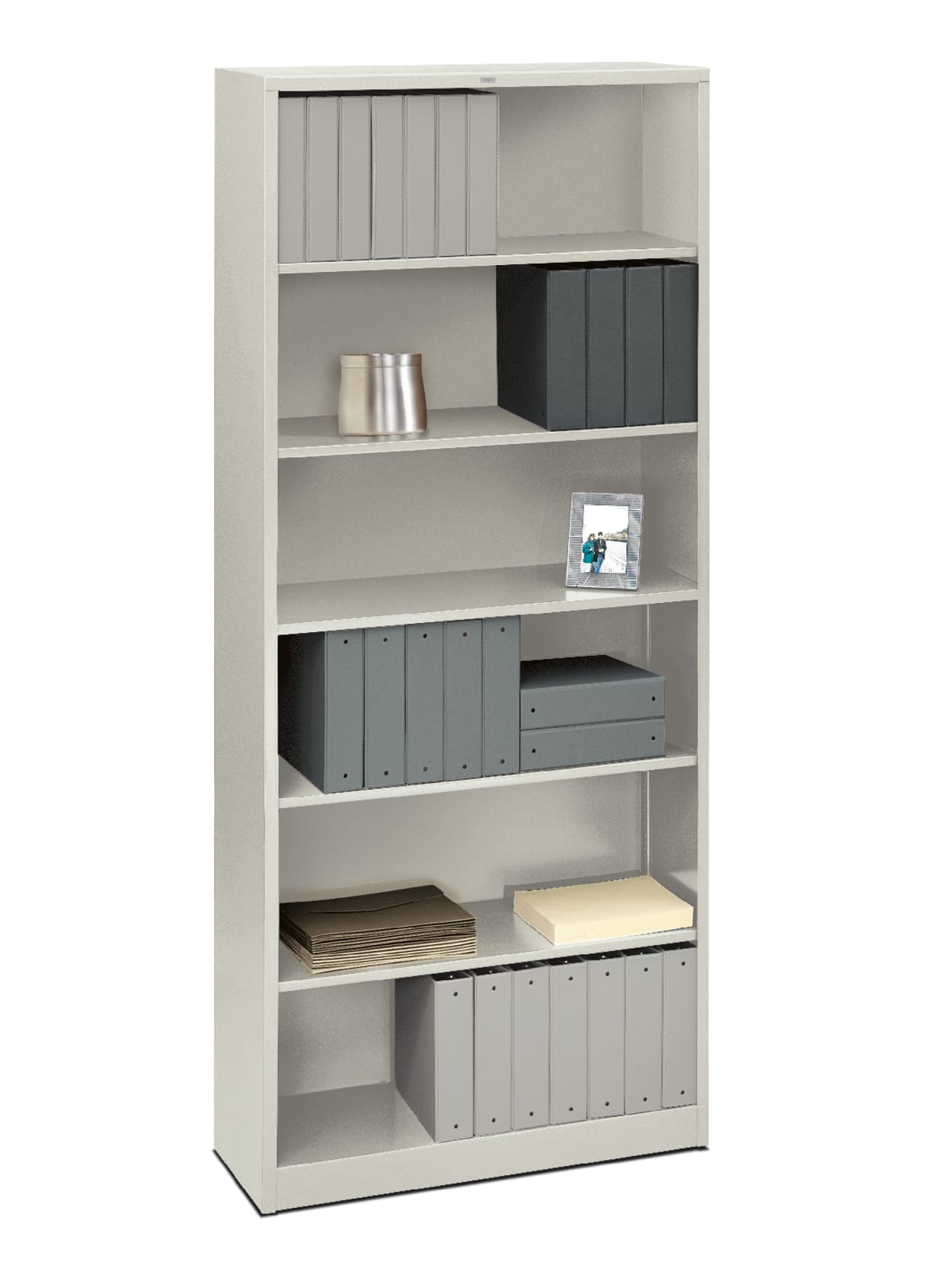 Hon Brigade Steel Bookcase 6 Shelves 4 Adjustable Light Gray Office Depot