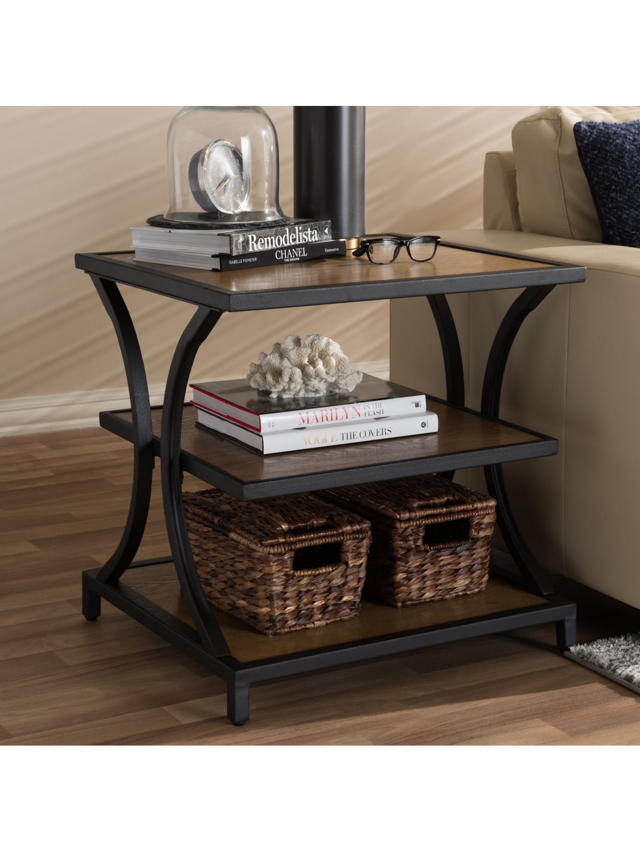 Baxton Studio Jeremy End Table Brownblack Office Depot
