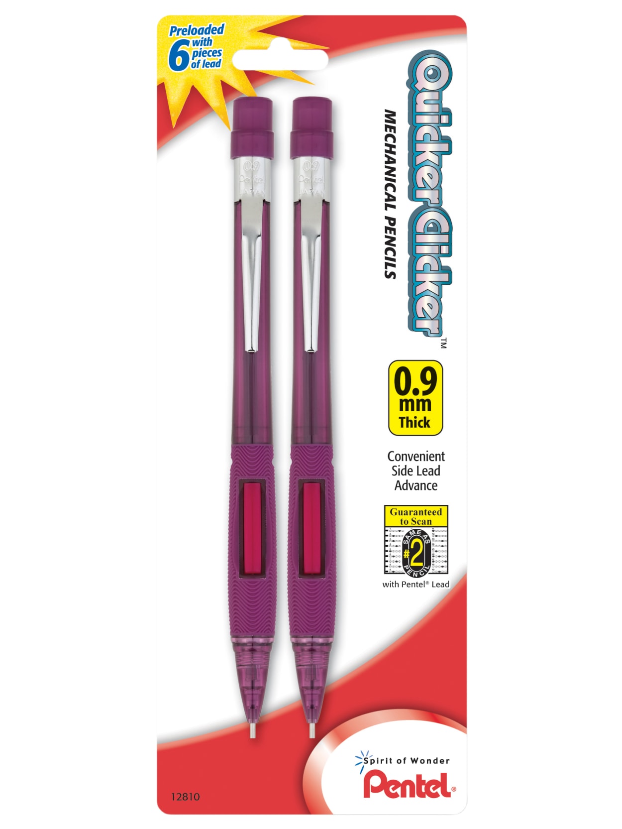 Pentel Quicker Clicker Mechanical Pencil 0 9mm 2 Lead Transparent