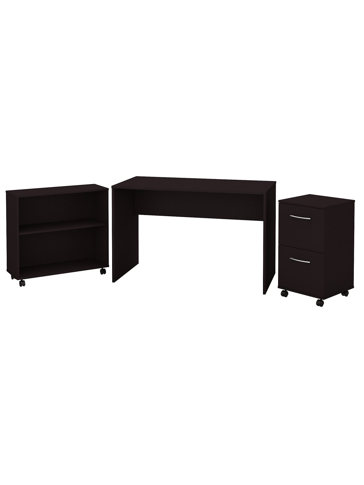 Bush Furniture Office Complete Small Desk With Mobile File Cabinet And Bookcase Espresso Oak Standard Delivery Office Depot