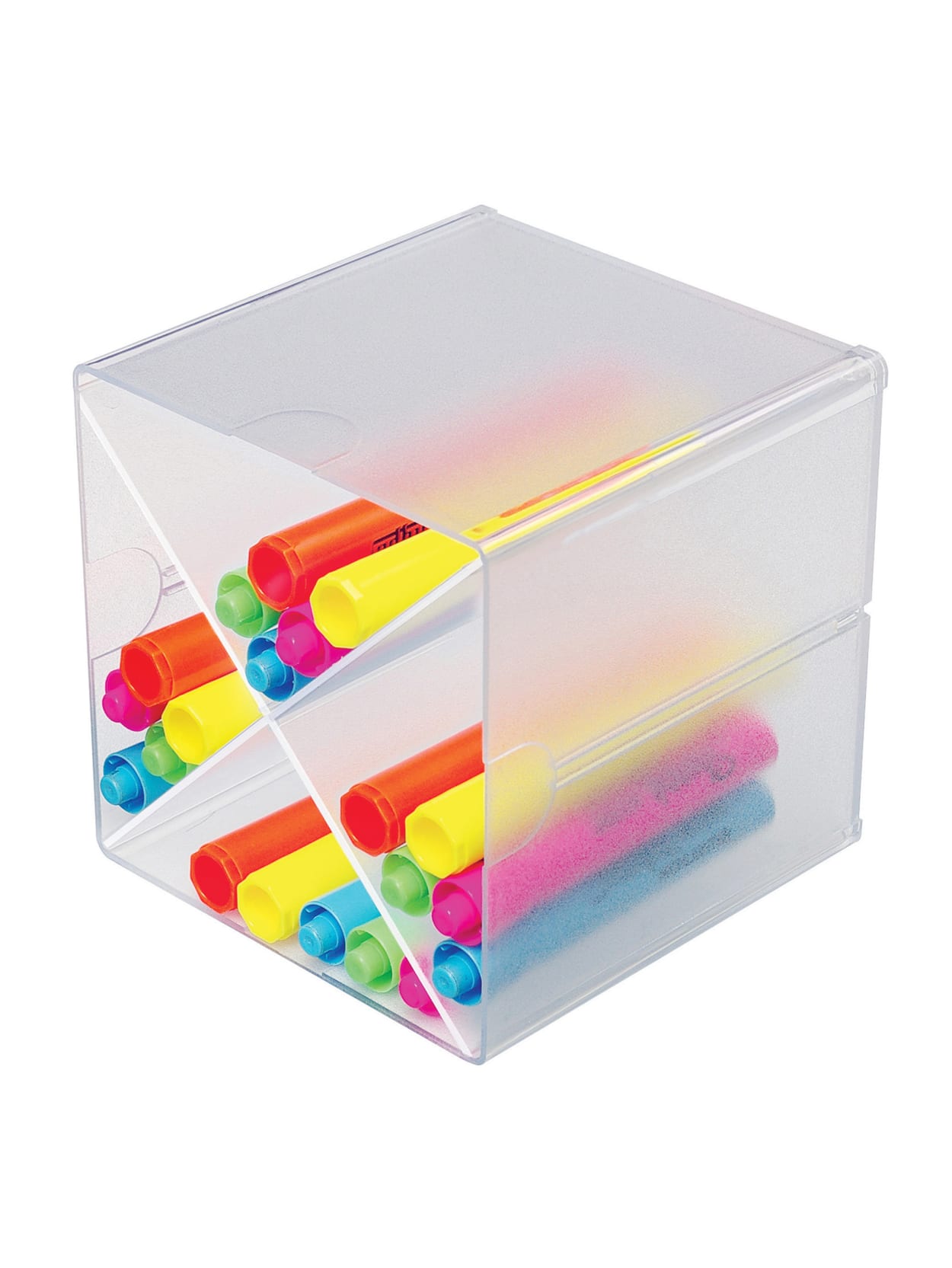Deflect O Stackable Cube With X Divider 6 H X 6 W X 6 D Clear Office Depot
