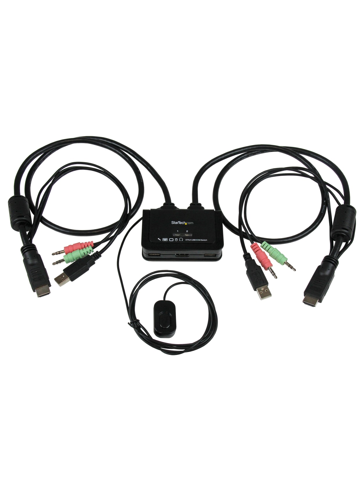 Startech Com 2 Port Usb Hdmi Cable Kvm Switch With Audio And Remote Switch Usb Powered 2 Computers 1 Local Users 19 X 10 3 X Usb 2 X Hdmi Office Depot