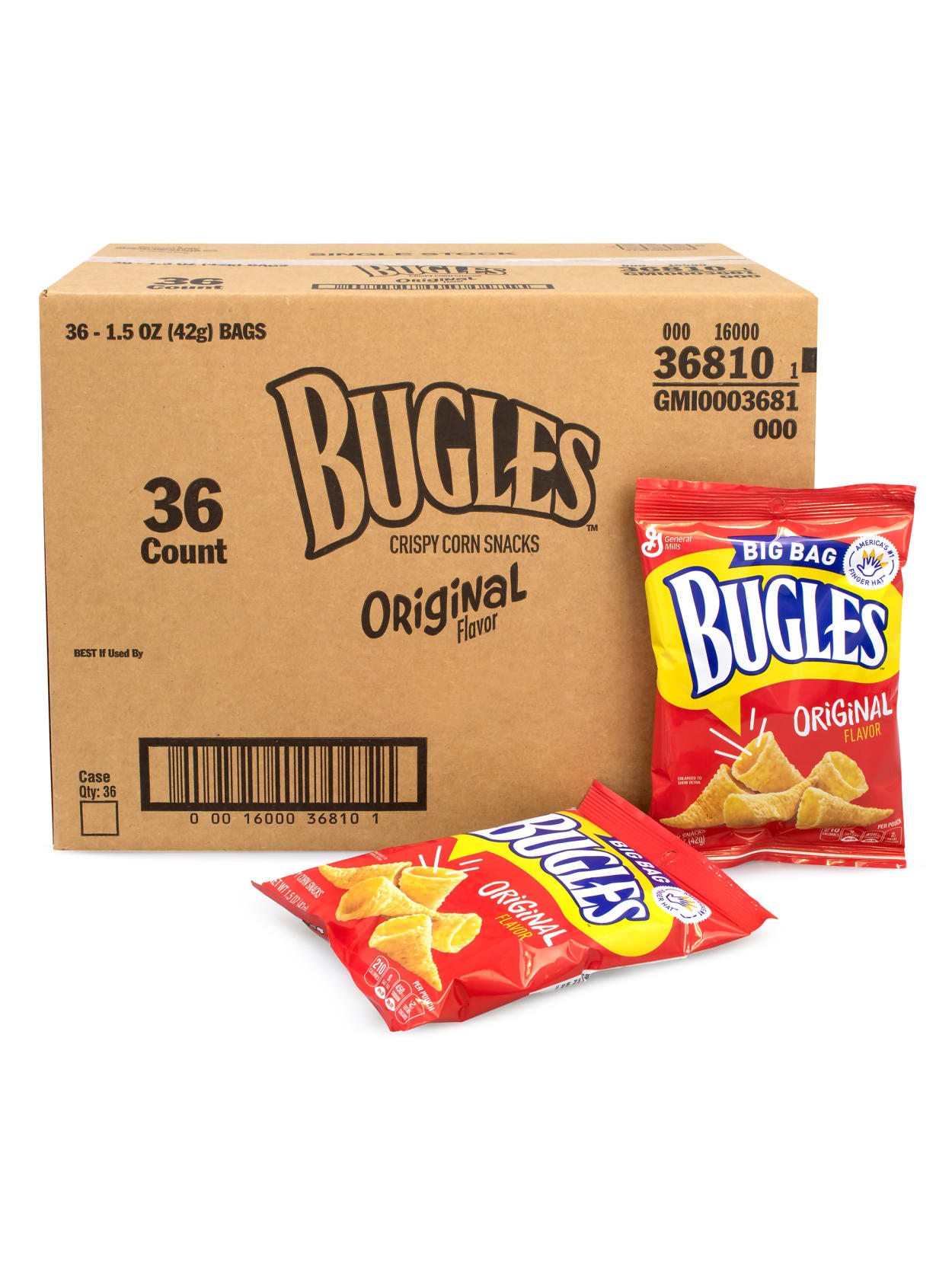 Bugles Crispy Corn Snack Bags 1 5 Oz 36pk Office Depot