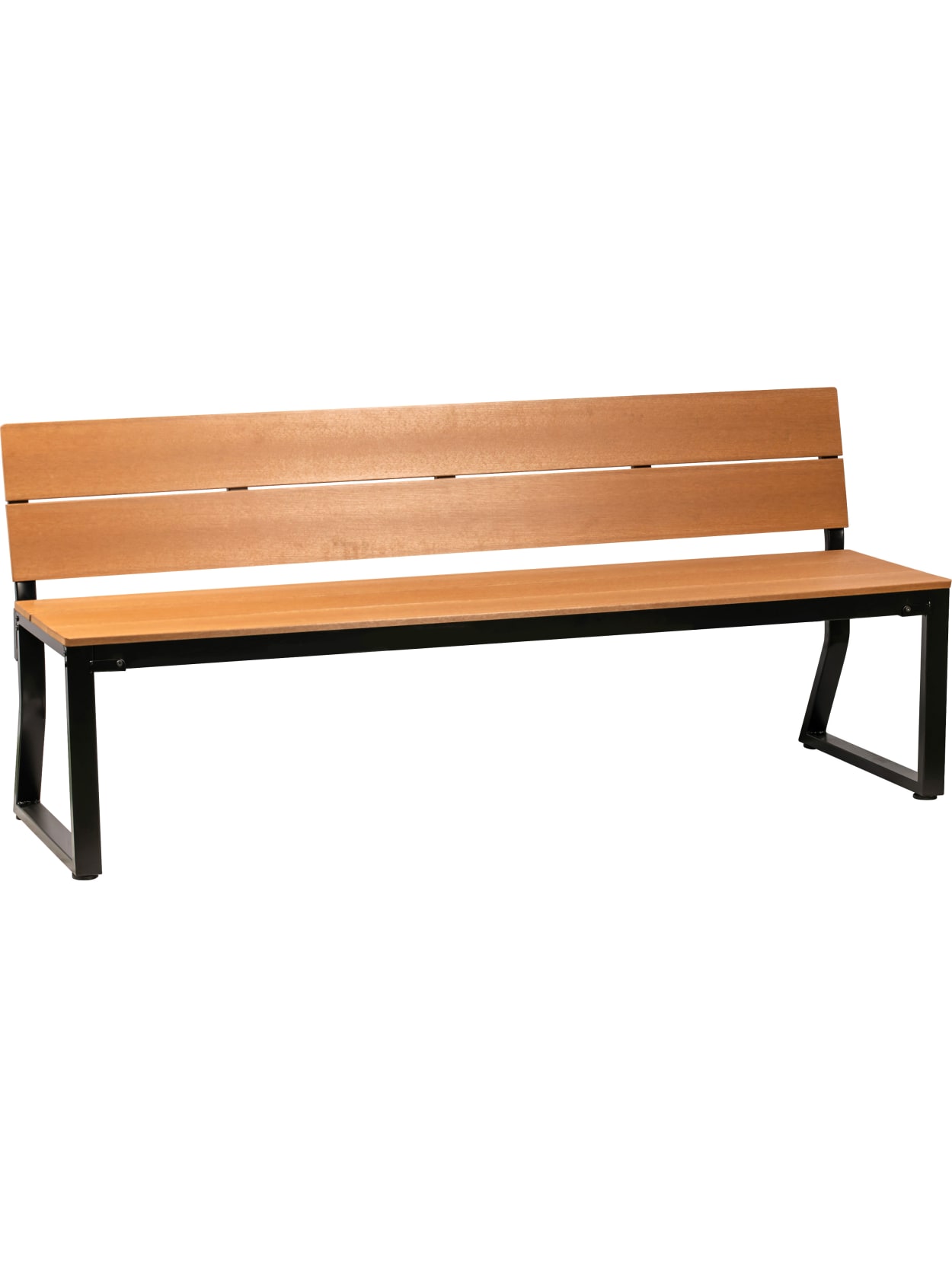Lorell Faux Wood Outdoor Bench With Backrest Teakblack Office Depot