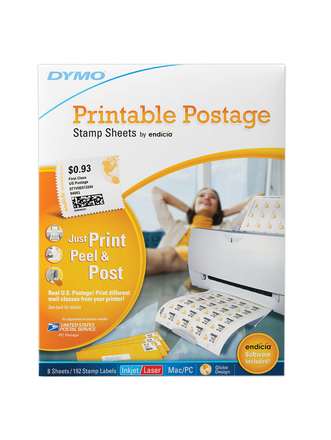 Dymo Printable Postage 1750042 24 Stamps Per Sheet Pack Of 8 Sheets Office Depot