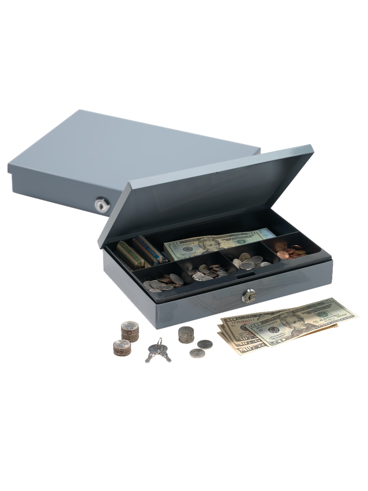 Office Depot Brand Ultra Slim Cash Box With Security Lock 2 H X 11 14 W X 7 12 D Gray Office Depot
