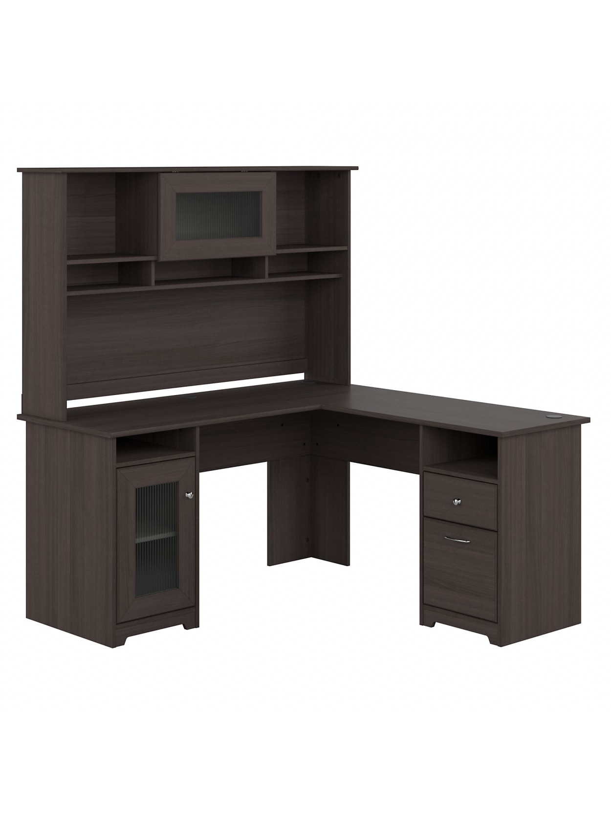 Bush Furniture Cabot 60 W L Shaped Desk With Hutch Heather Gray Standard Delivery Office Depot