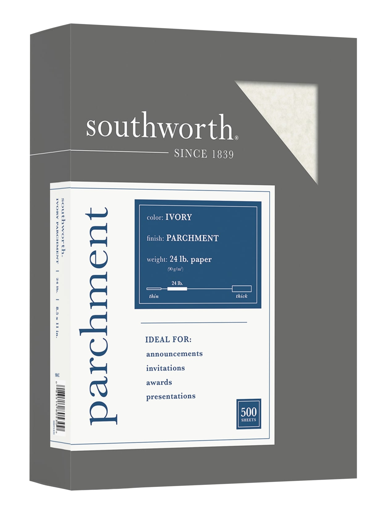 Southworth Fine Business Parchment Paper 24 Lb89 Gsm Ivory 8 12 X