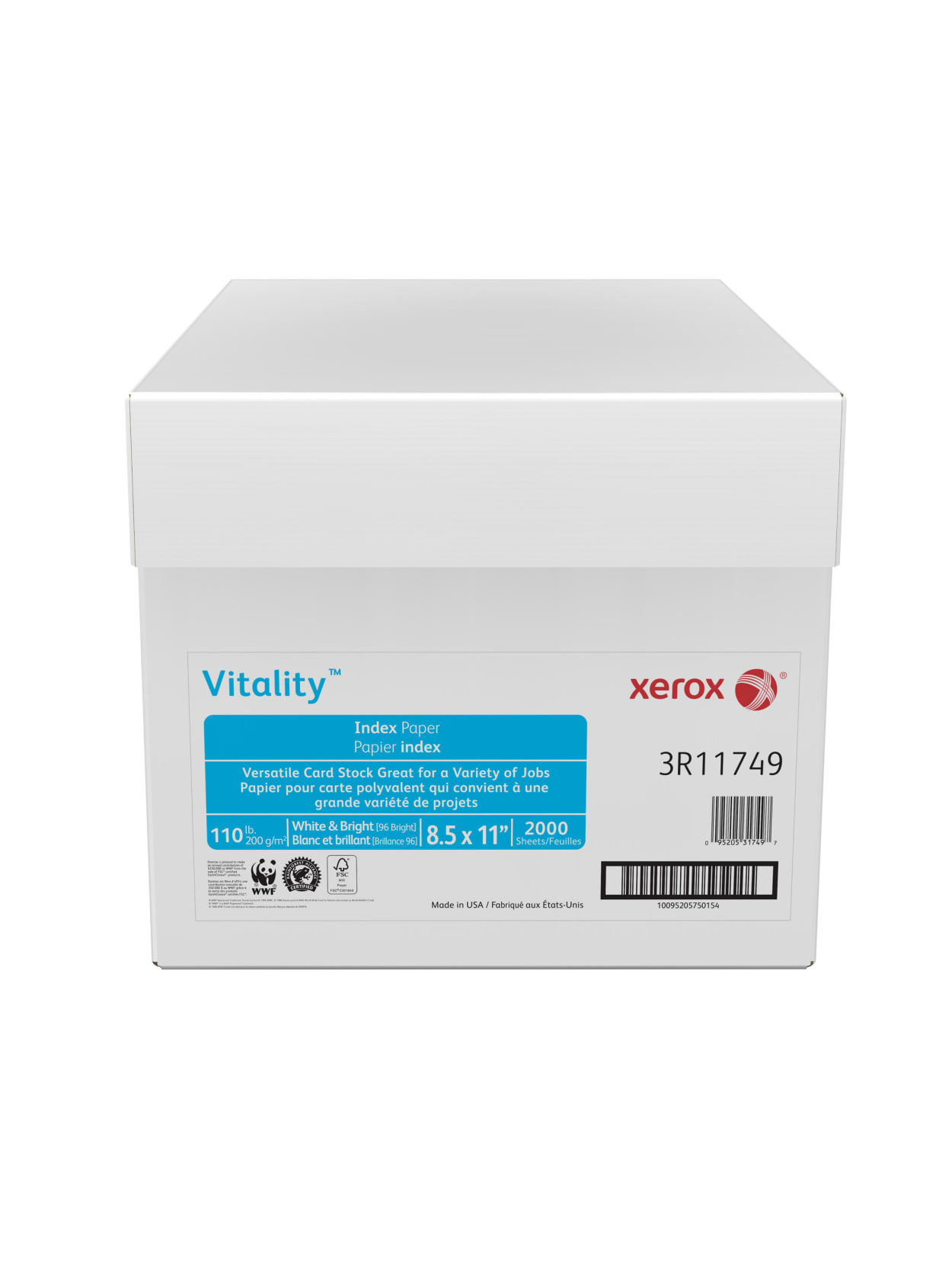 Xerox Vitality Index Paper Letter Size 8 12 X 11 110 Lb 96 U S